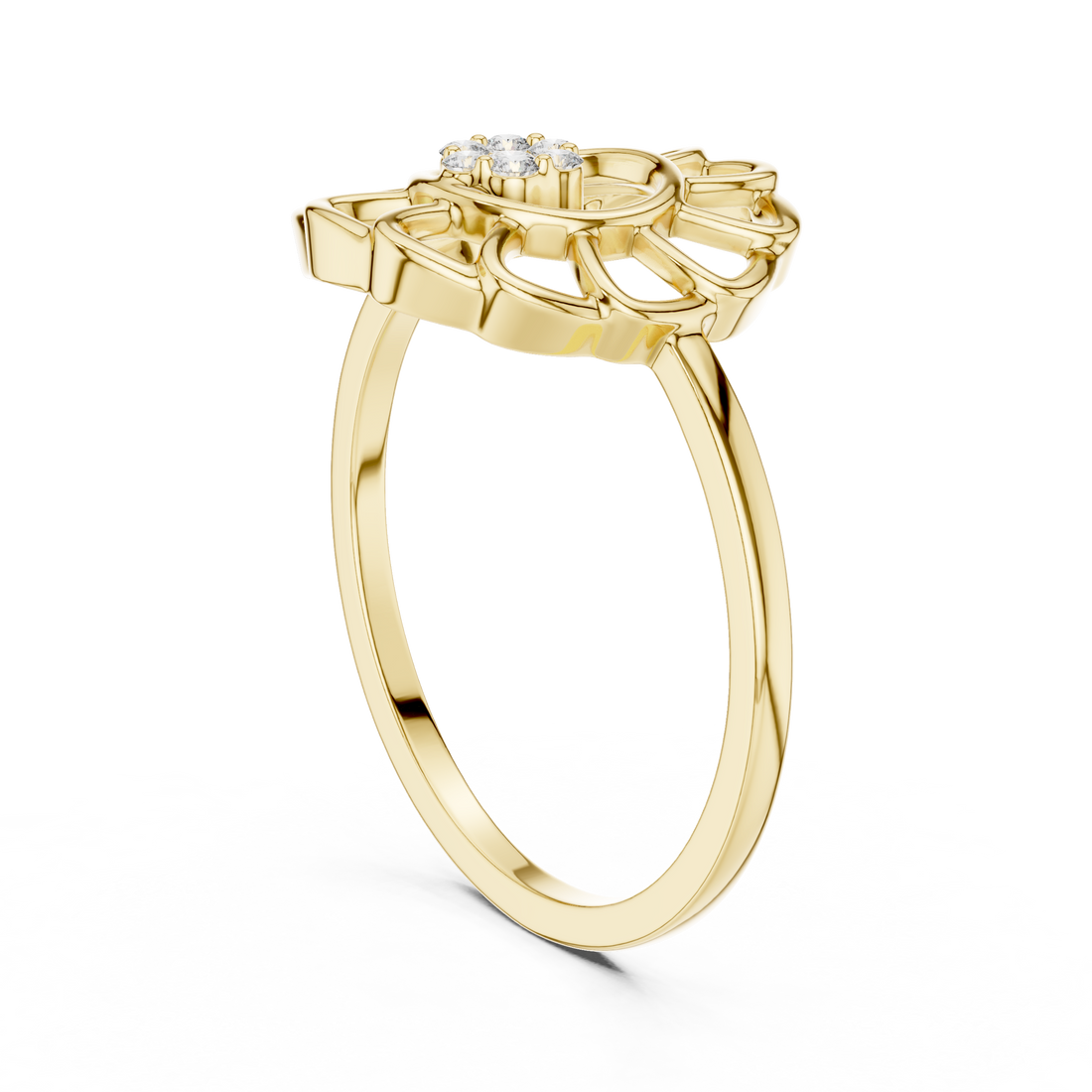 Diamond Floral Openwork Ring