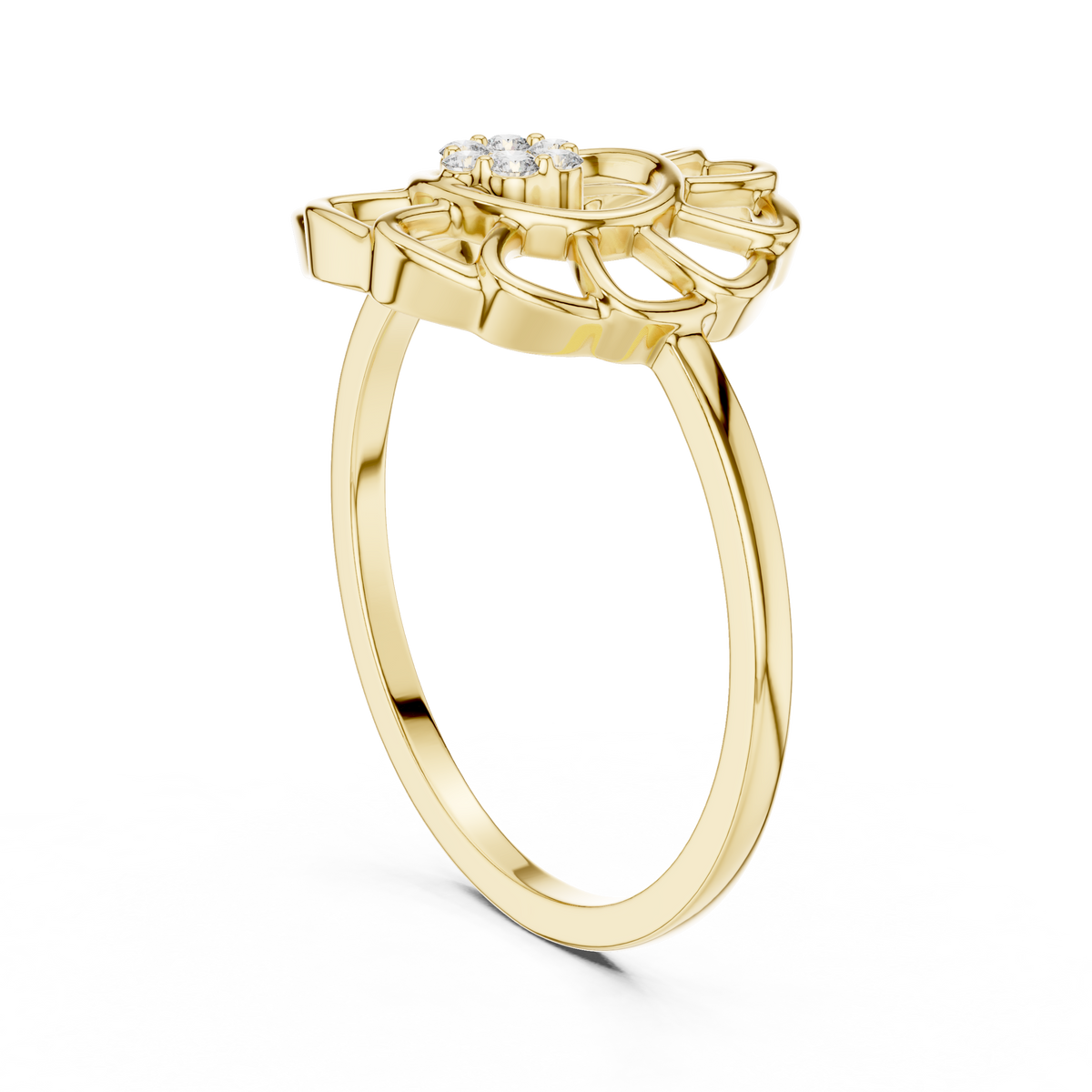 Diamond Floral Openwork Ring