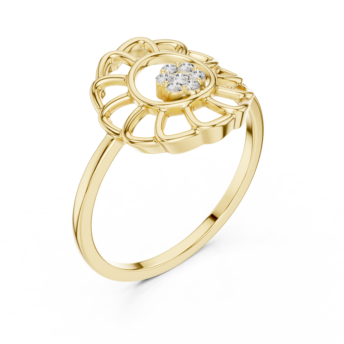 Diamond Floral Openwork Ring