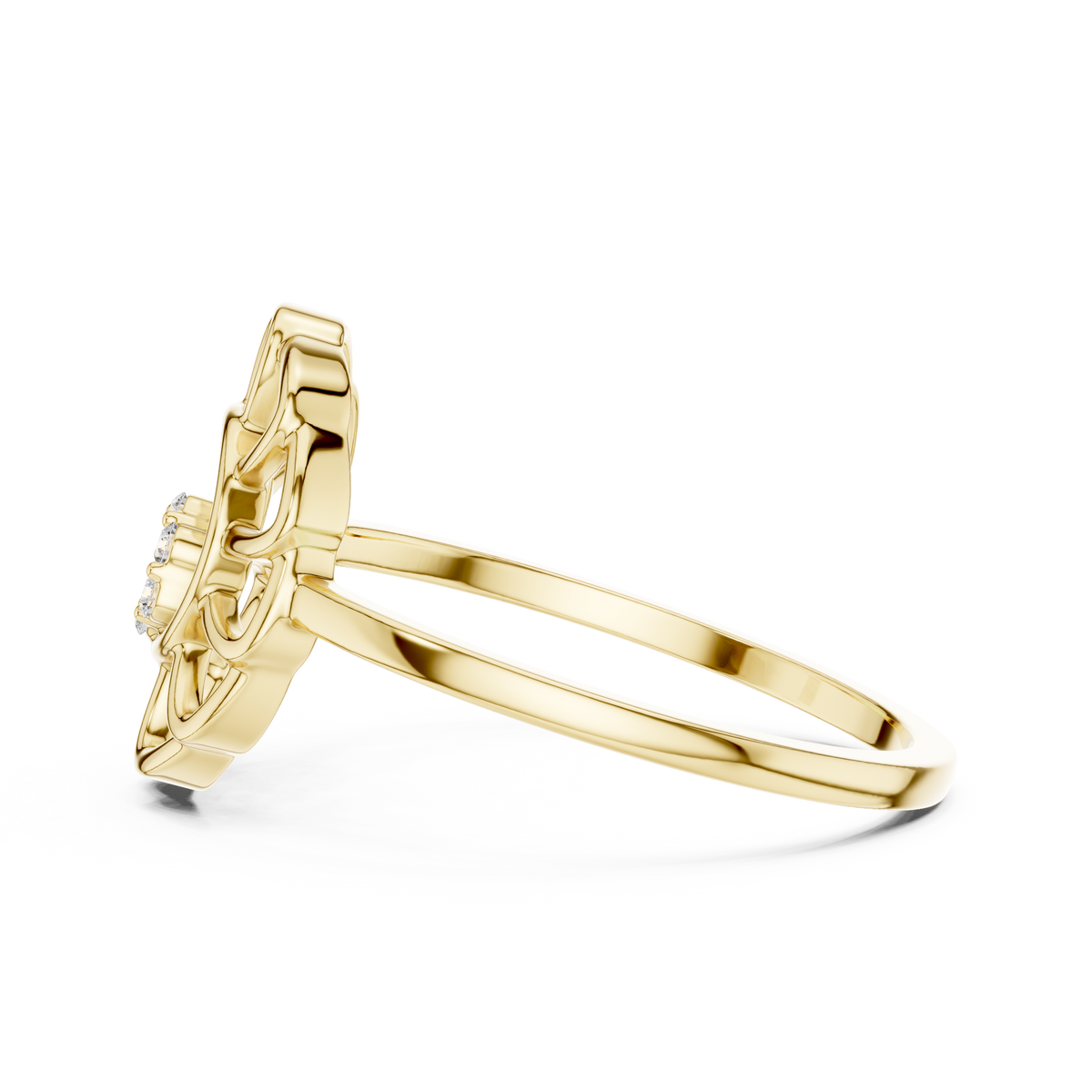 Diamond Floral Openwork Ring