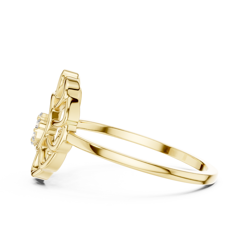 Diamond Floral Openwork Ring