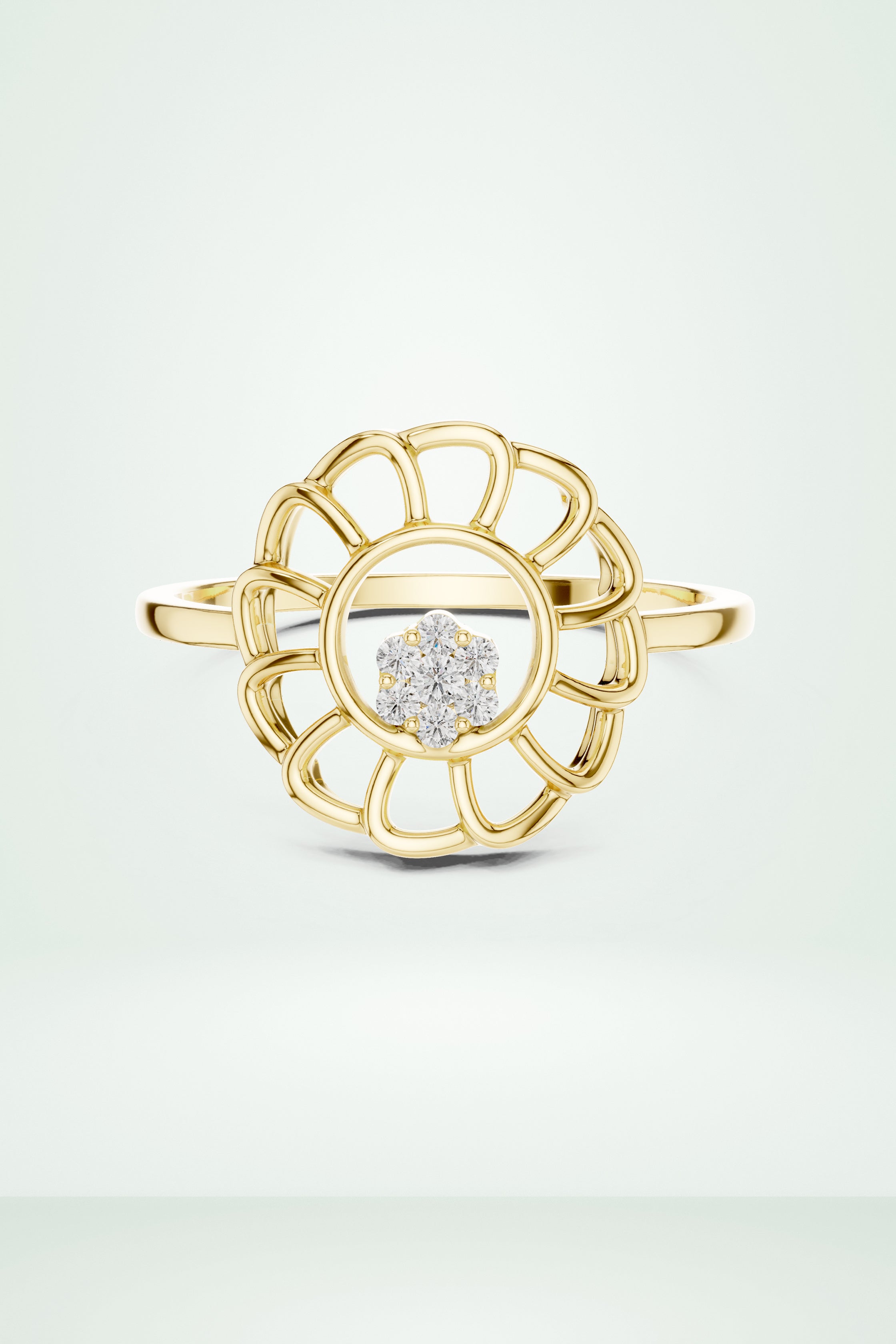 Diamond Floral Openwork Ring