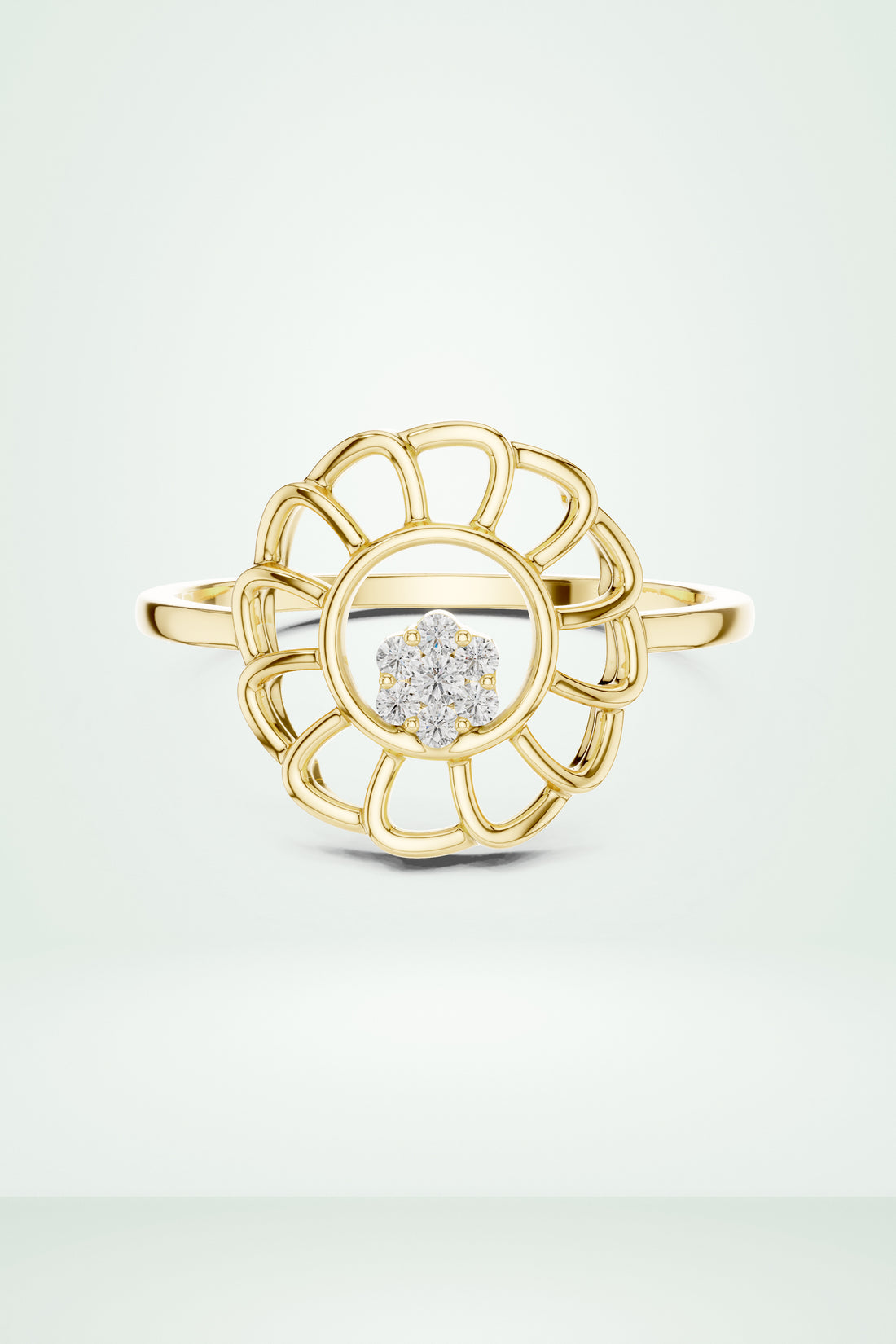 Diamond Floral Openwork Ring