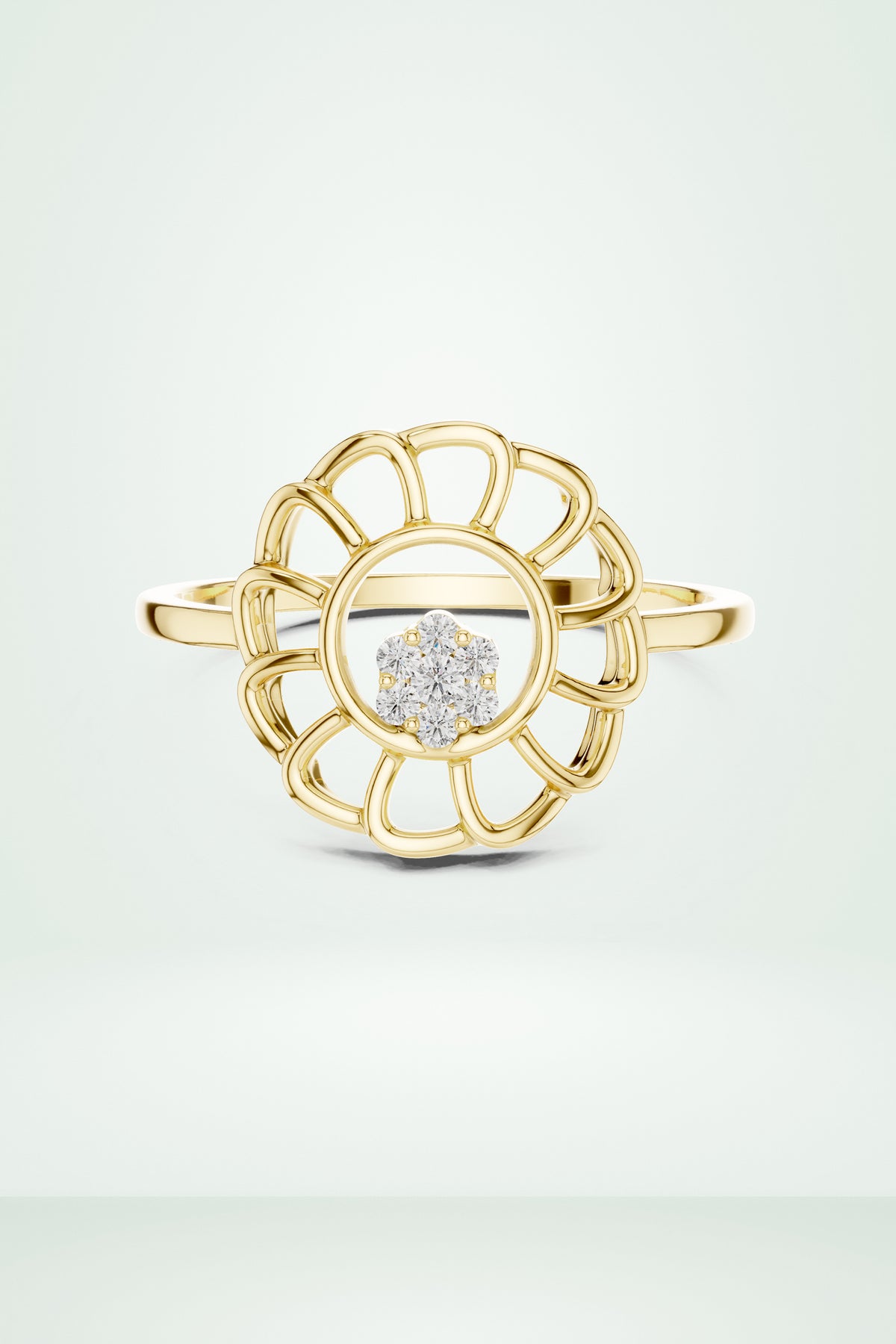 Diamond Floral Openwork Ring