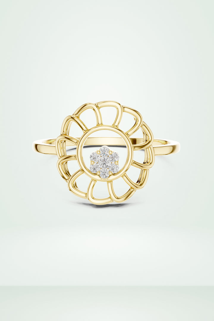 Diamond Floral Openwork Ring