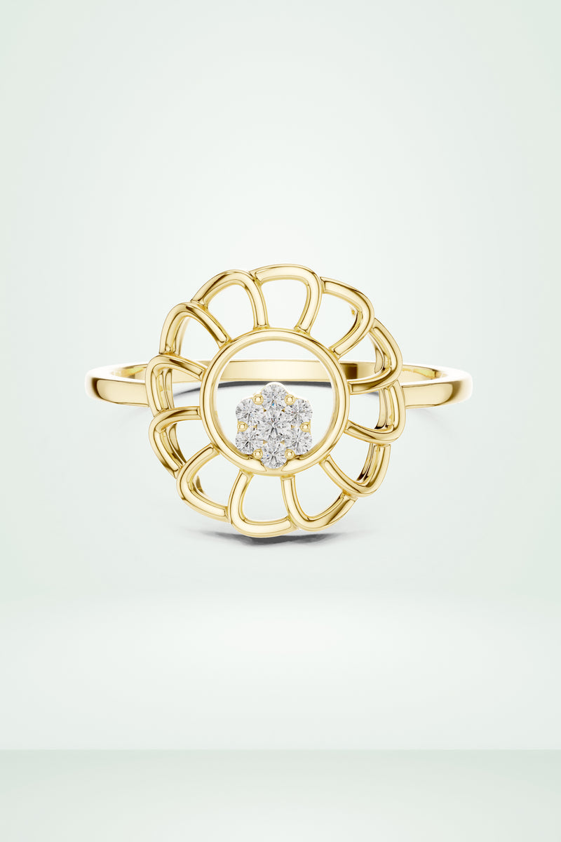 Diamond Floral Openwork Ring