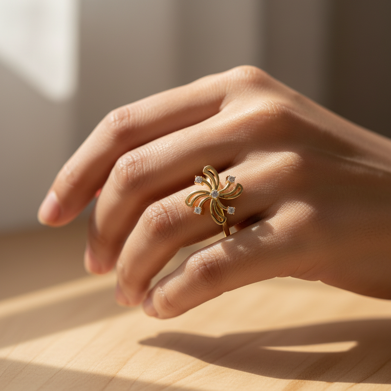 Designer Swirl Diamond Ring