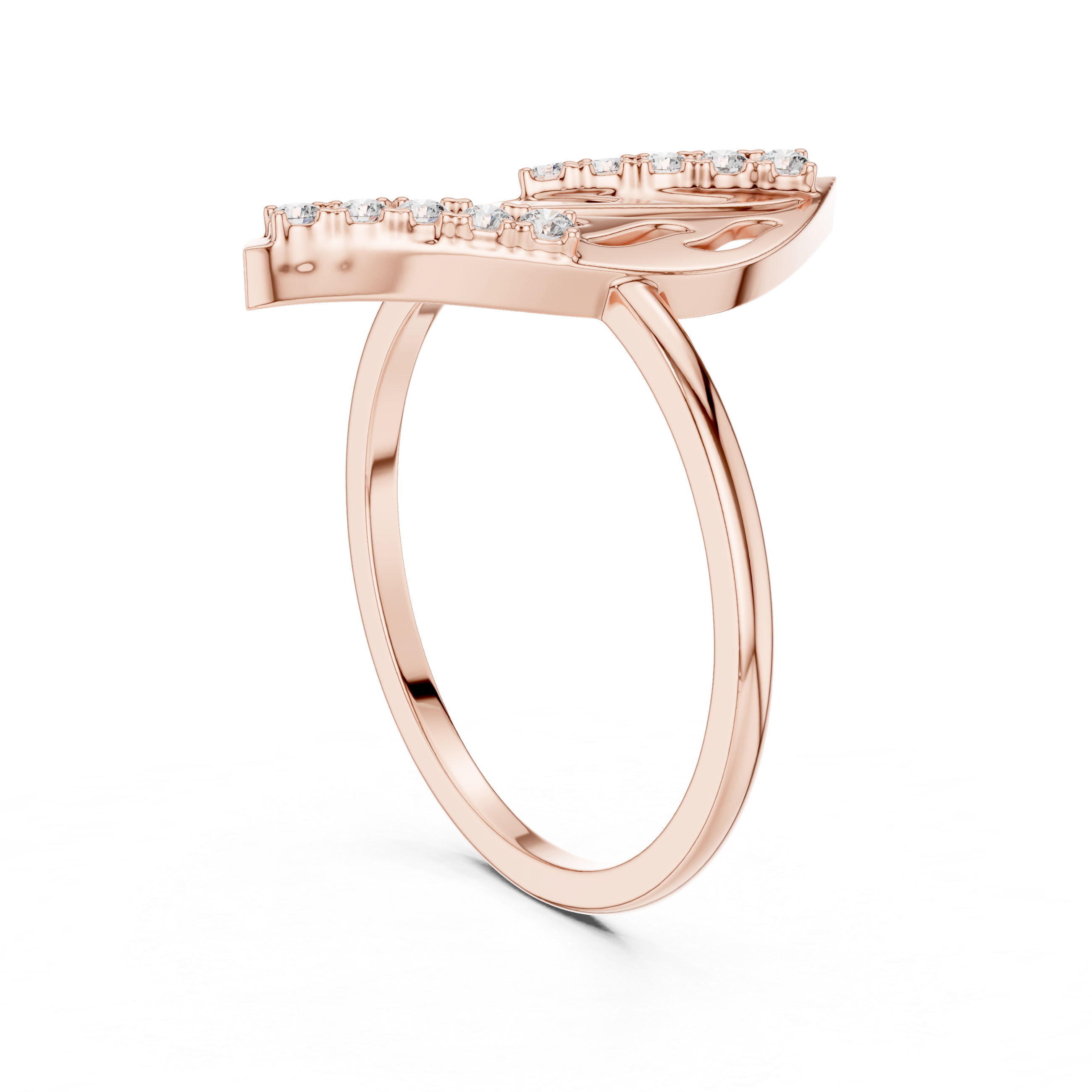 Modern Leaf Design Diamond Ring