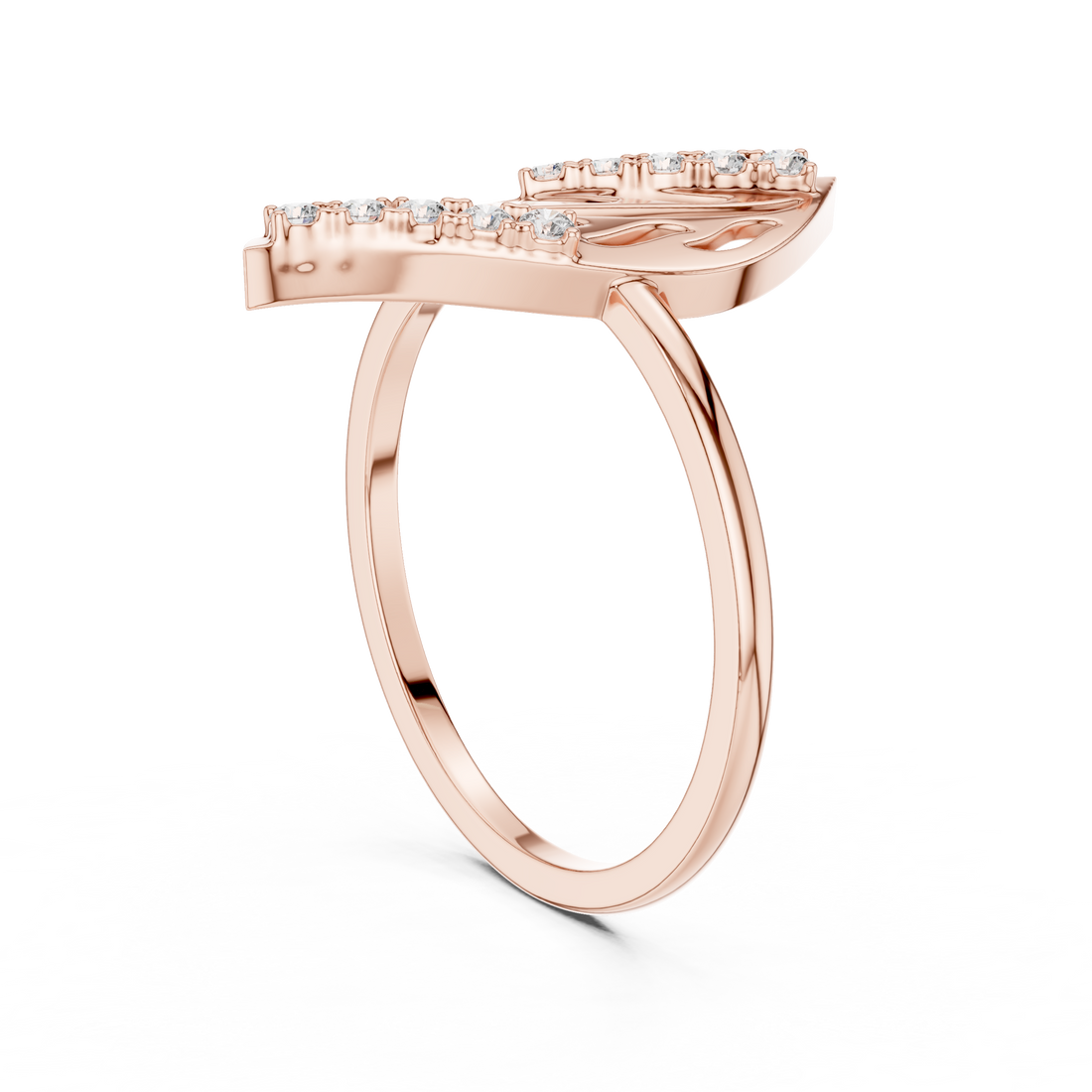Modern Leaf Design Diamond Ring