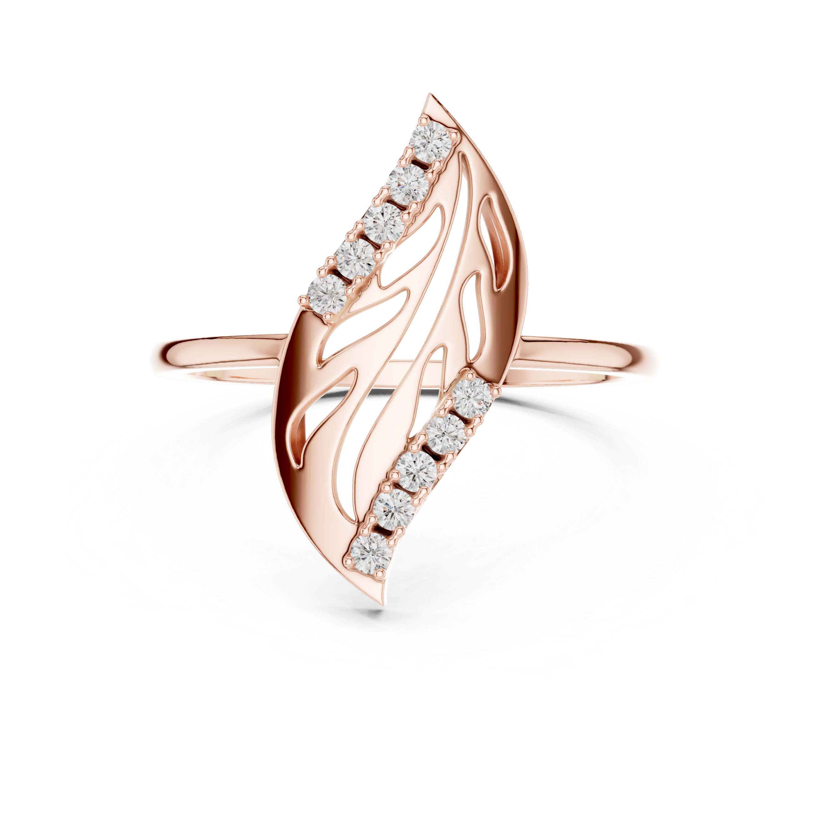 Modern Leaf Design Diamond Ring