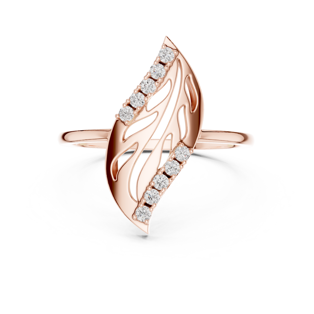 Modern Leaf Design Diamond Ring