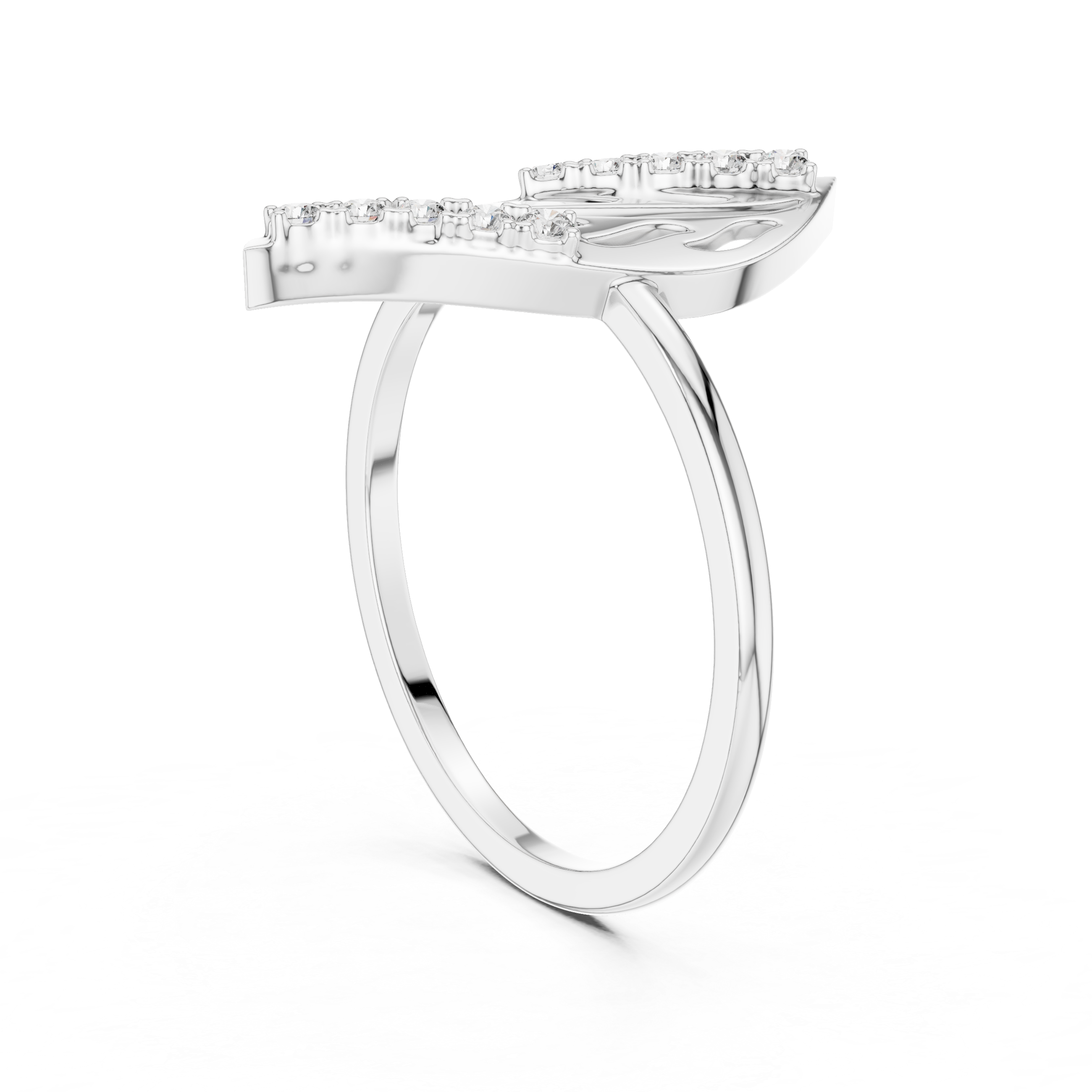 Modern Leaf Design Diamond Ring