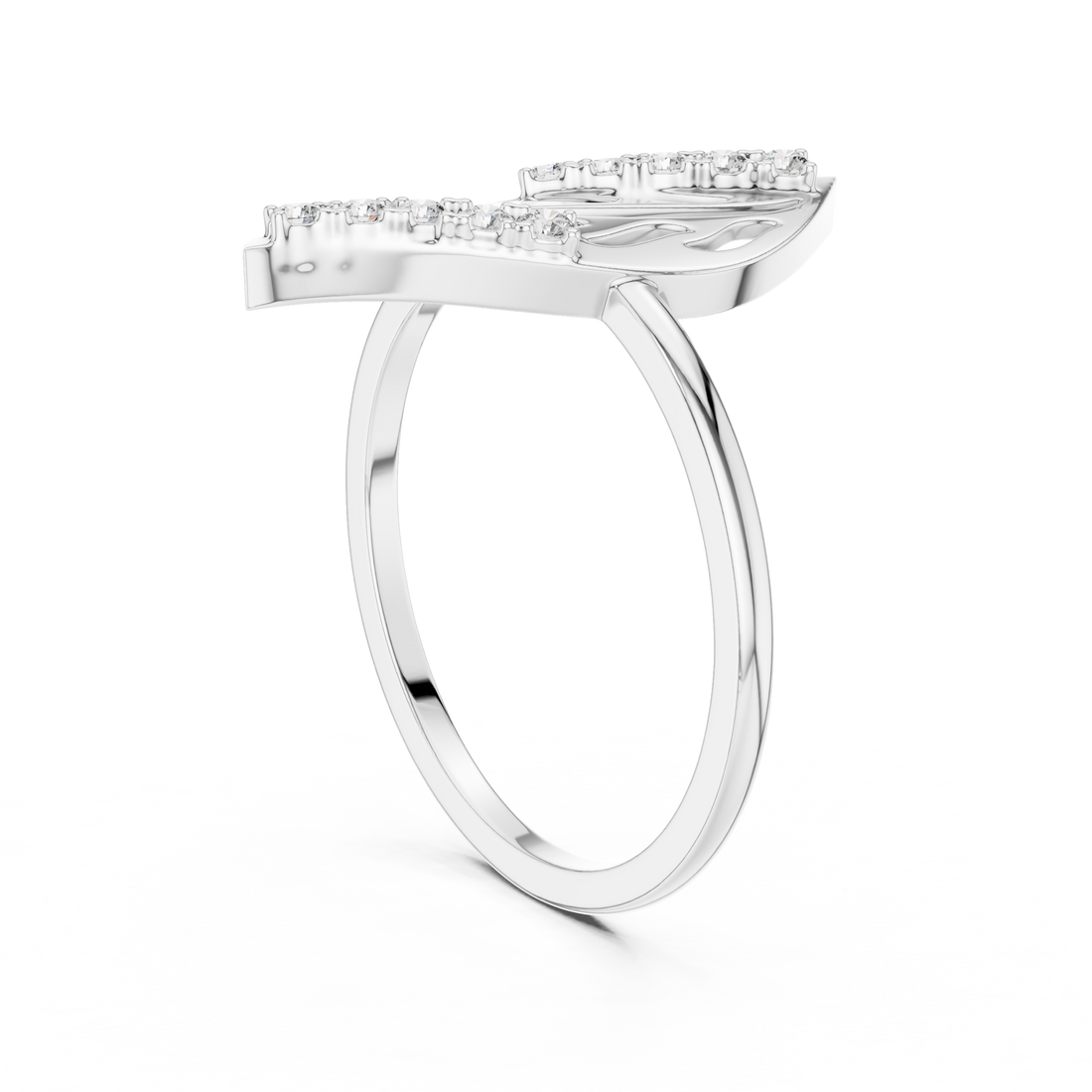Modern Leaf Design Diamond Ring