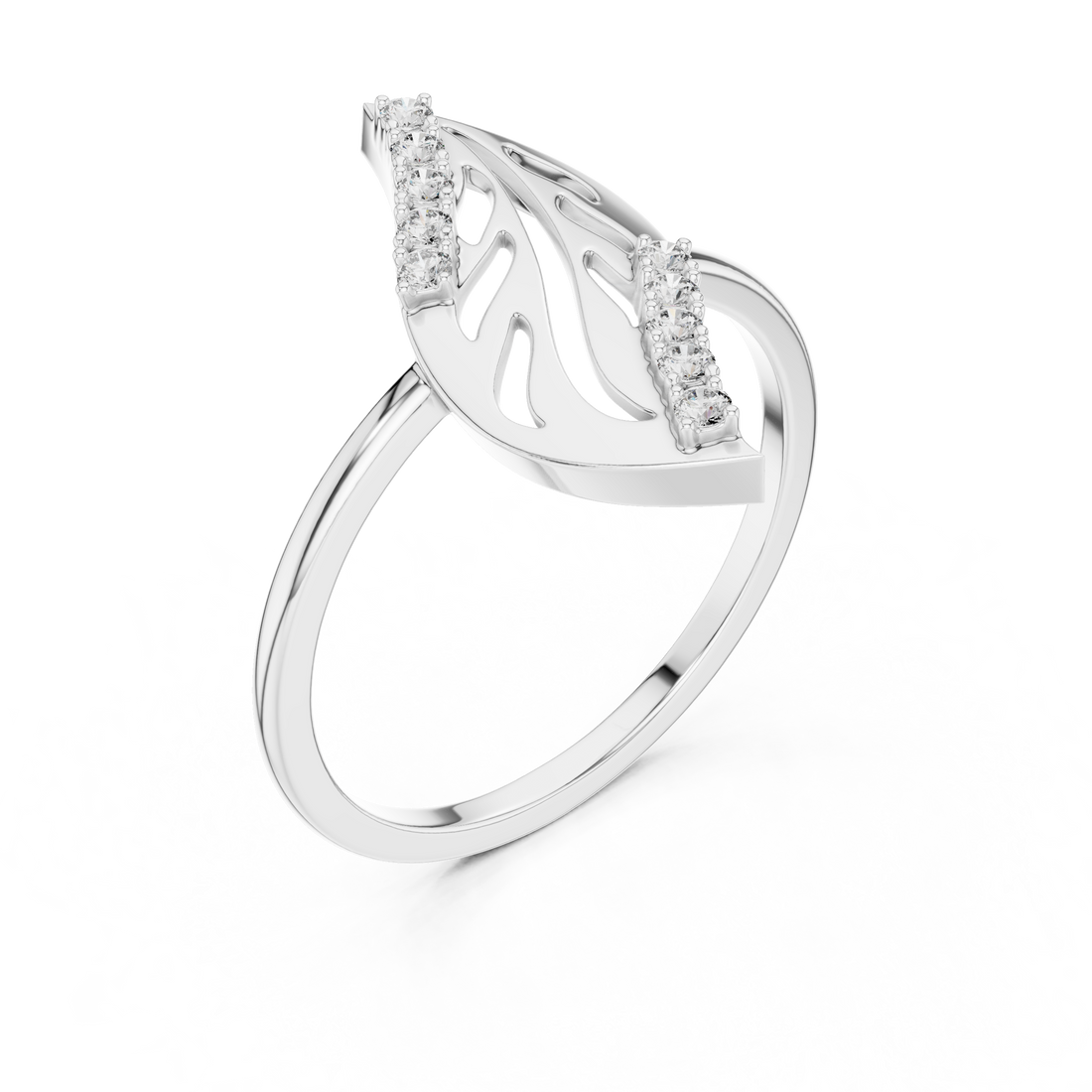Modern Leaf Design Diamond Ring