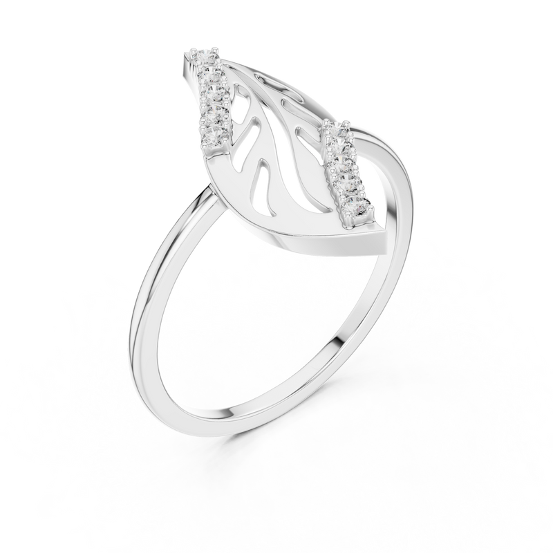 Modern Leaf Design Diamond Ring