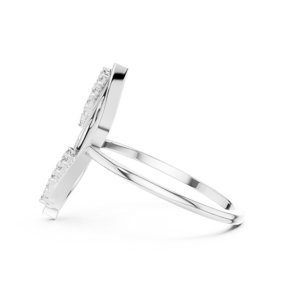 Modern Leaf Design Diamond Ring