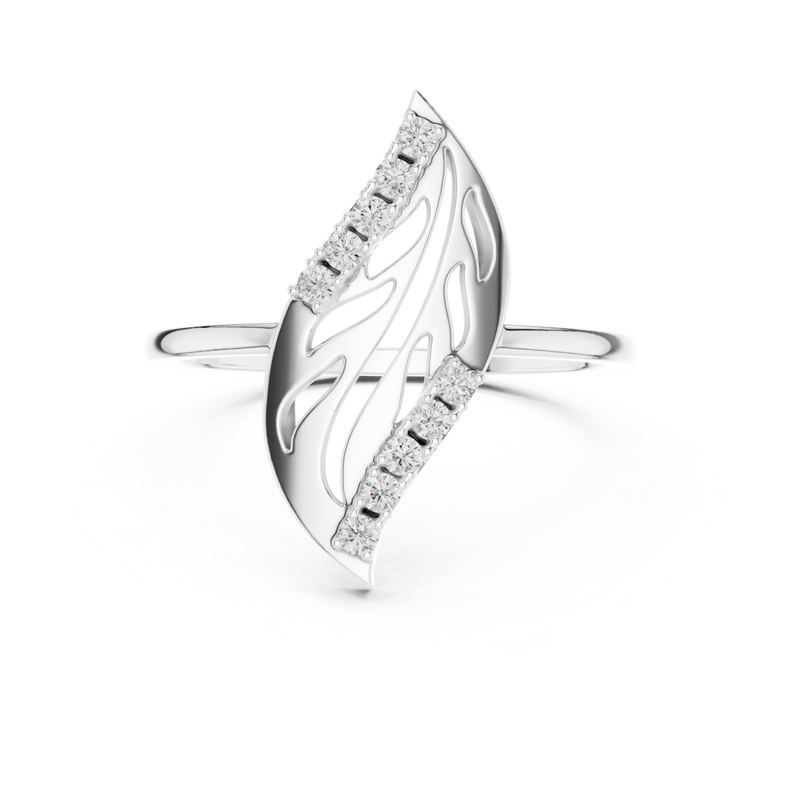 Modern Leaf Design Diamond Ring
