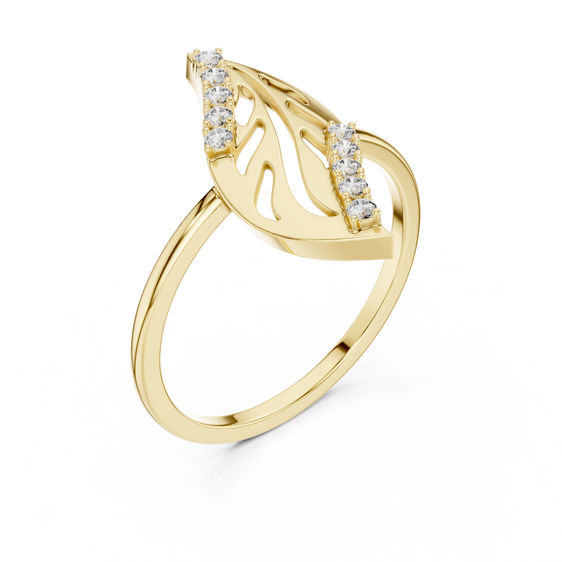 Modern Leaf Design Diamond Ring