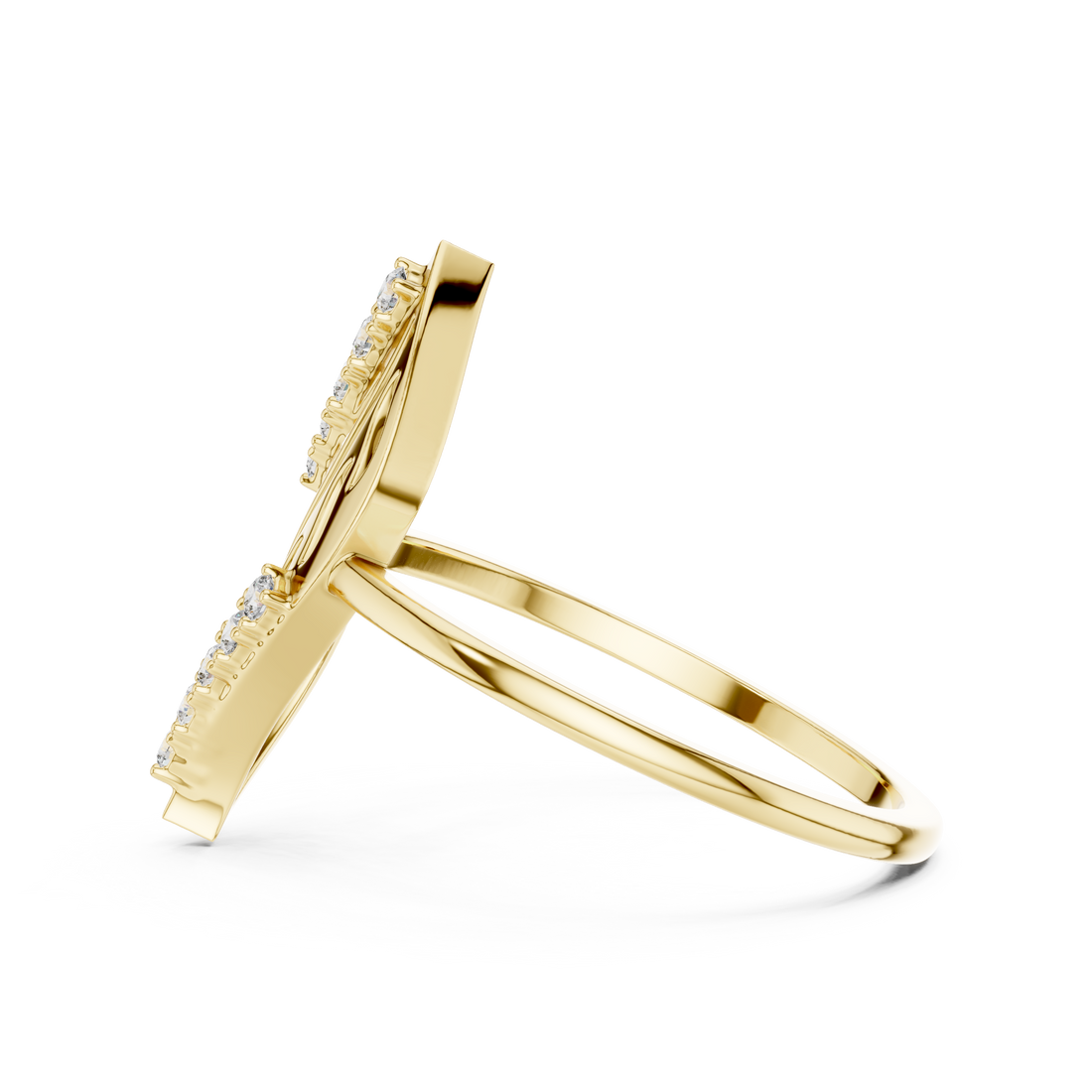 Modern Leaf Design Diamond Ring