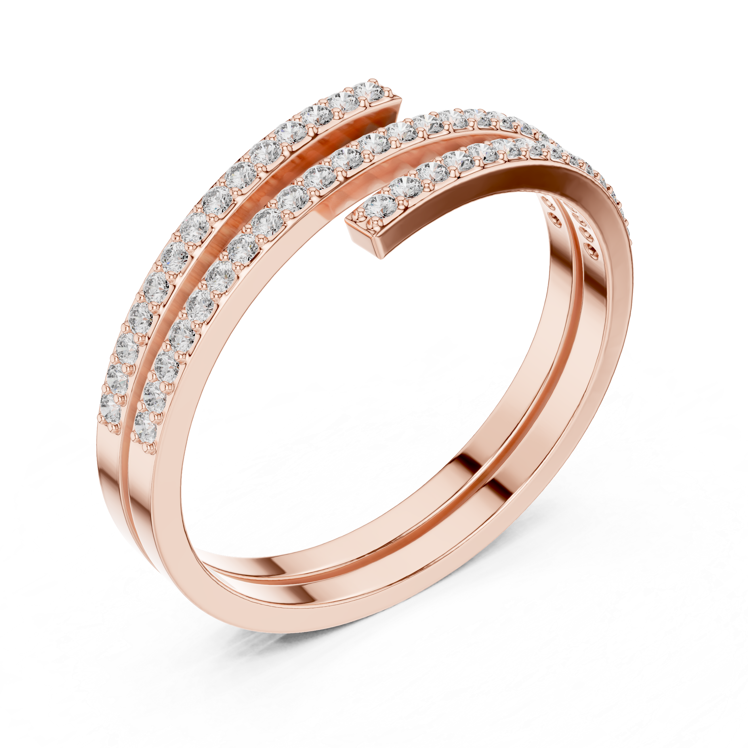 Double-Row Pave Diamond Wrap Ring