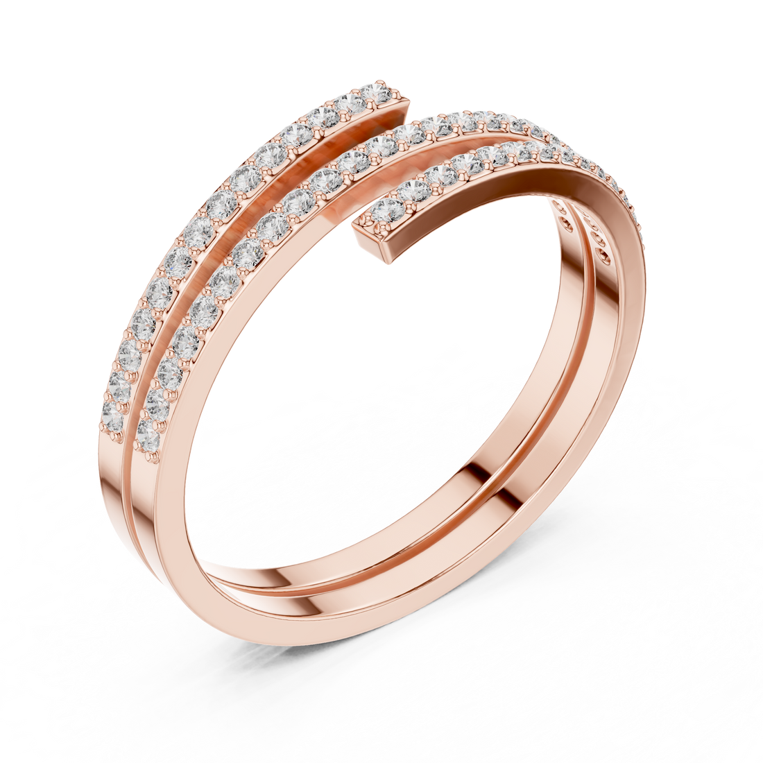 Double-Row Pave Diamond Wrap Ring