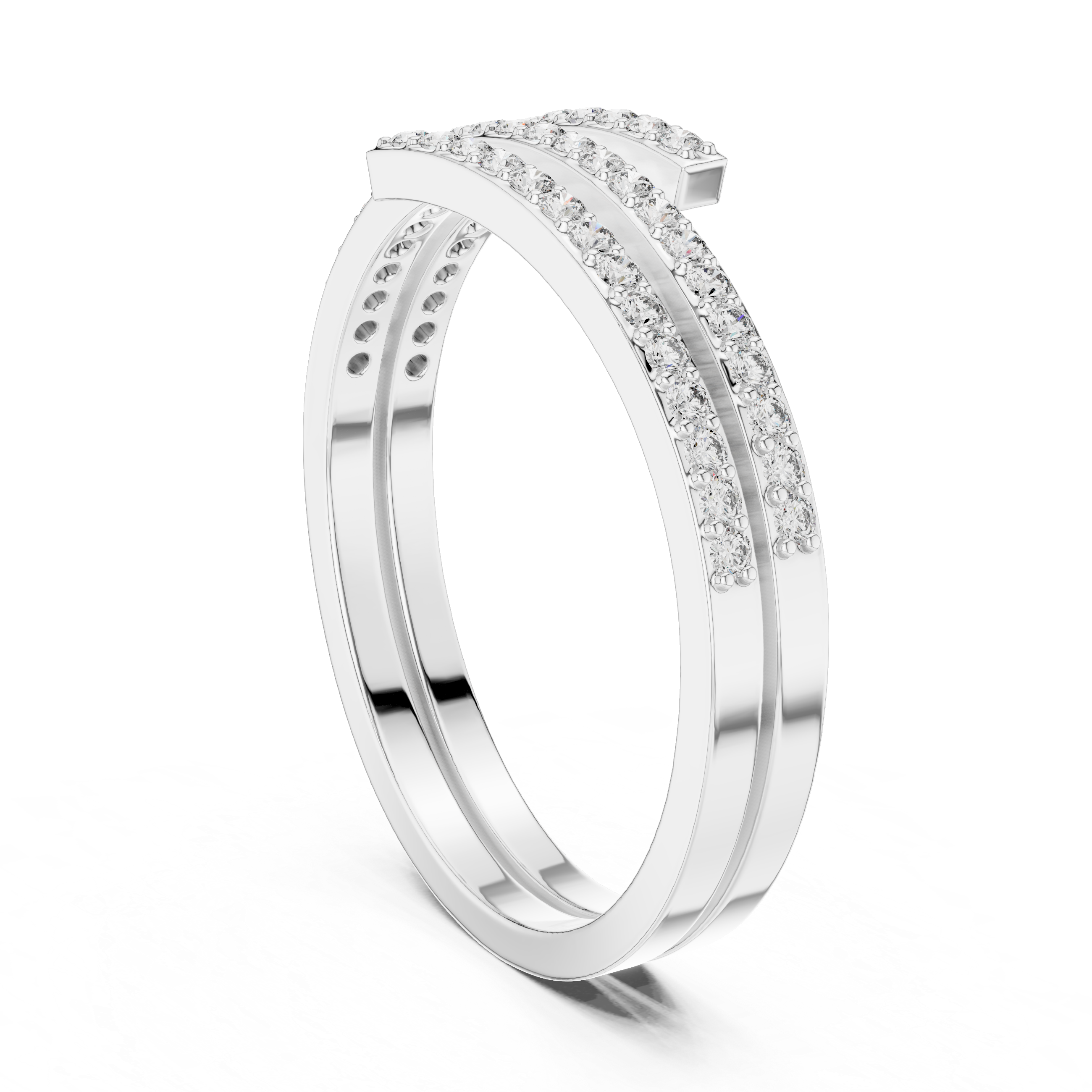 Double-Row Pave Diamond Wrap Ring