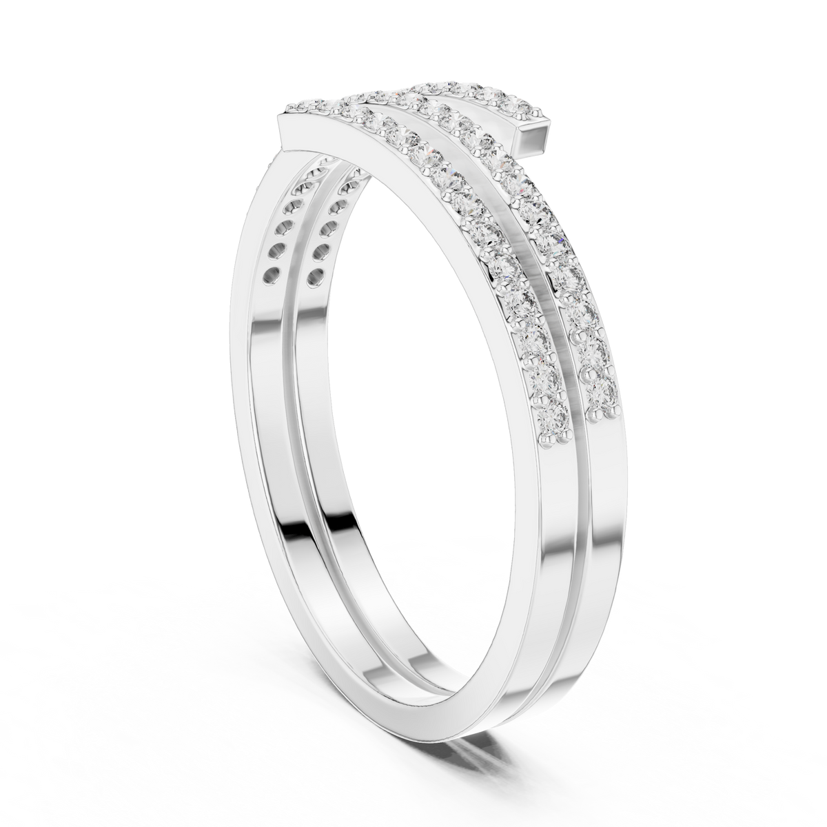 Double-Row Pave Diamond Wrap Ring