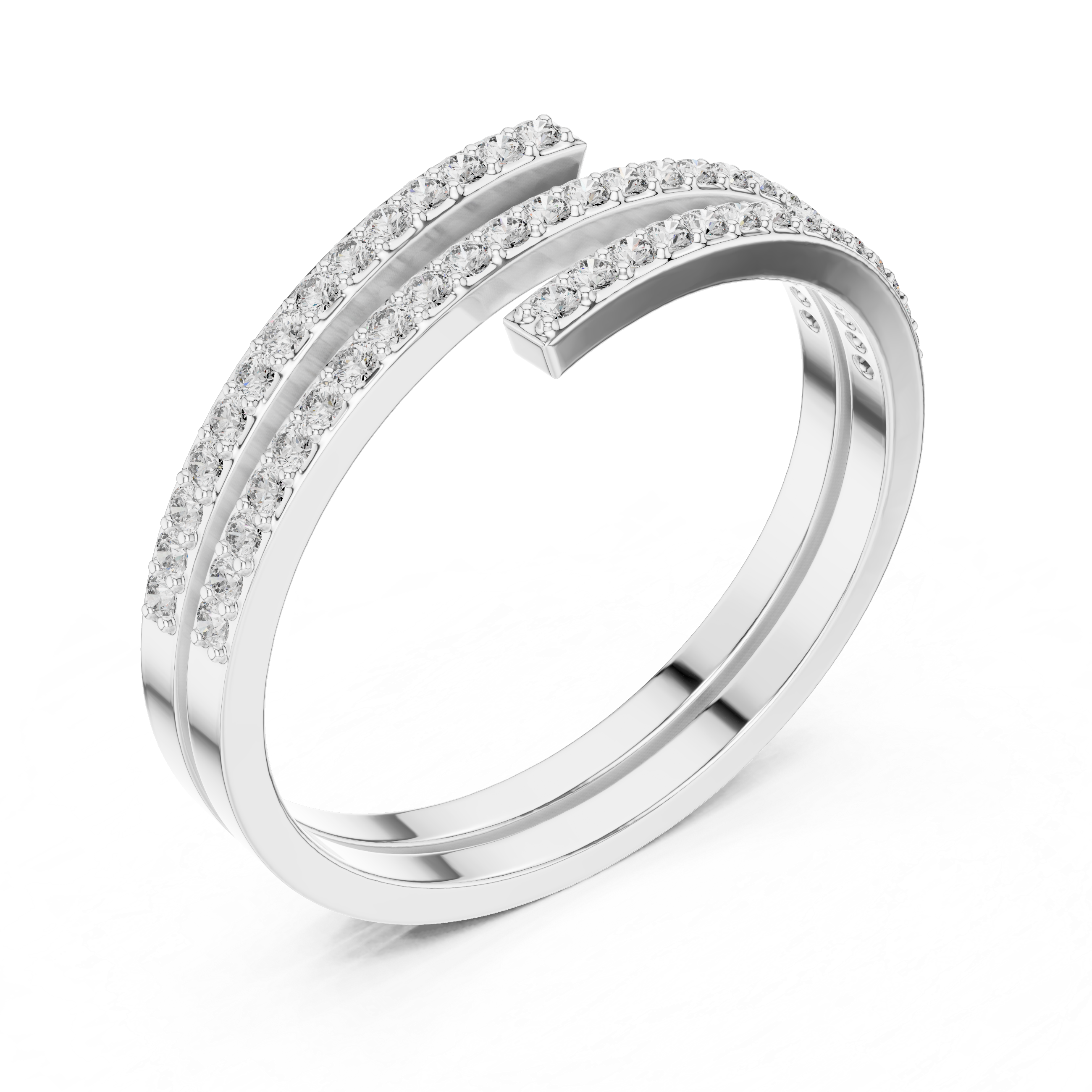 Double-Row Pave Diamond Wrap Ring