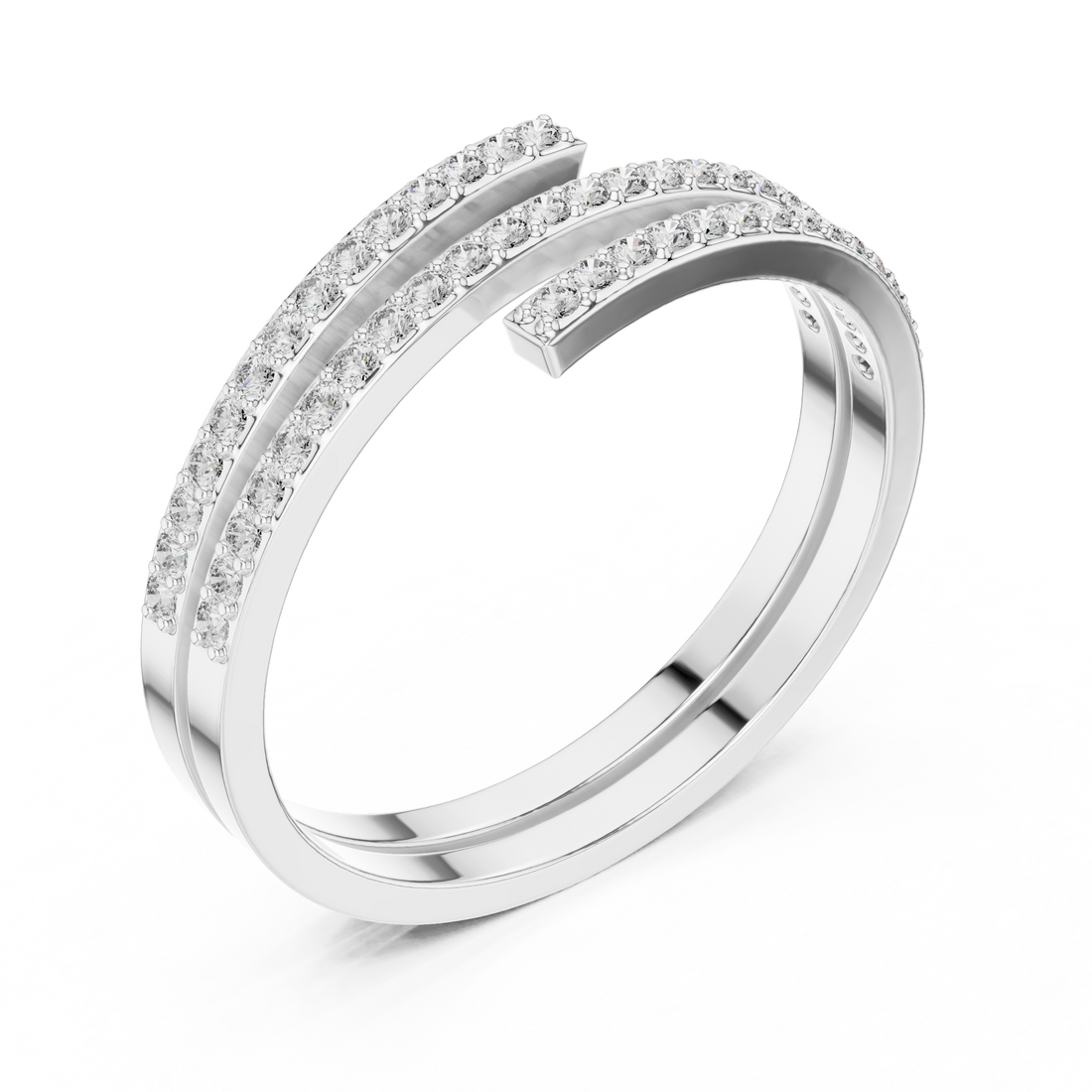 Double-Row Pave Diamond Wrap Ring