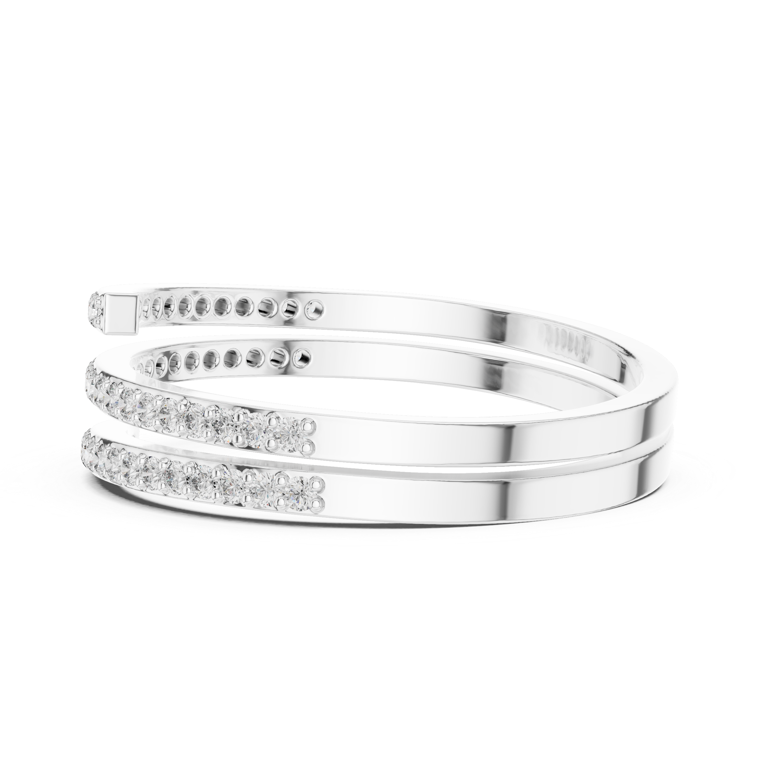 Double-Row Pave Diamond Wrap Ring