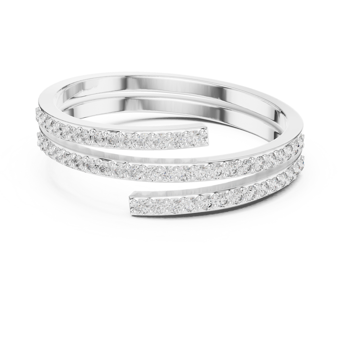 Double-Row Pave Diamond Wrap Ring