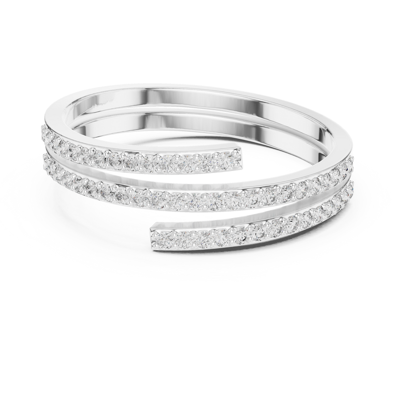 Double-Row Pave Diamond Wrap Ring
