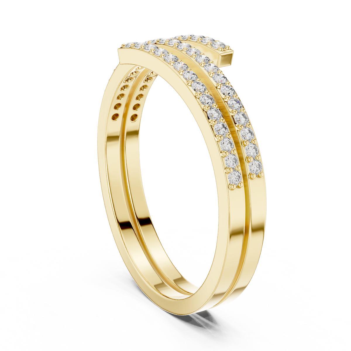 Double-Row Pave Diamond Wrap Ring