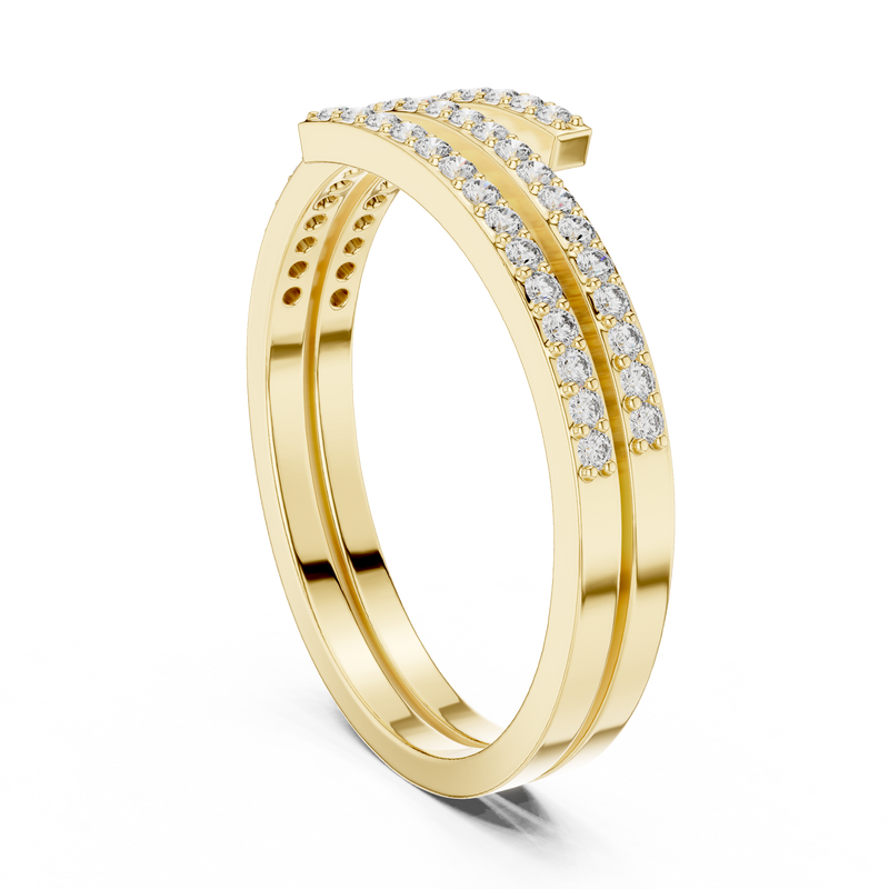 Double-Row Pave Diamond Wrap Ring