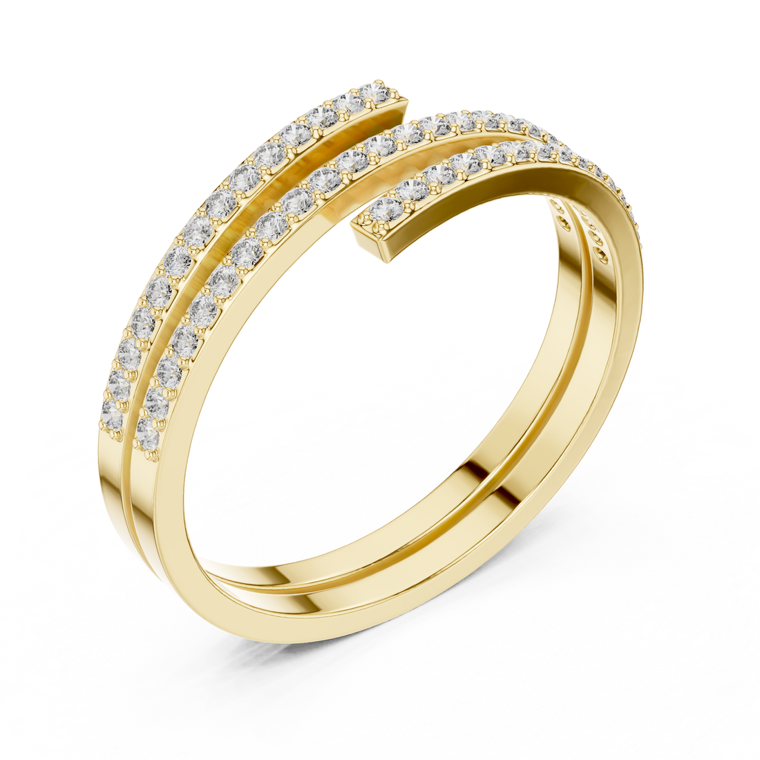 Double-Row Pave Diamond Wrap Ring