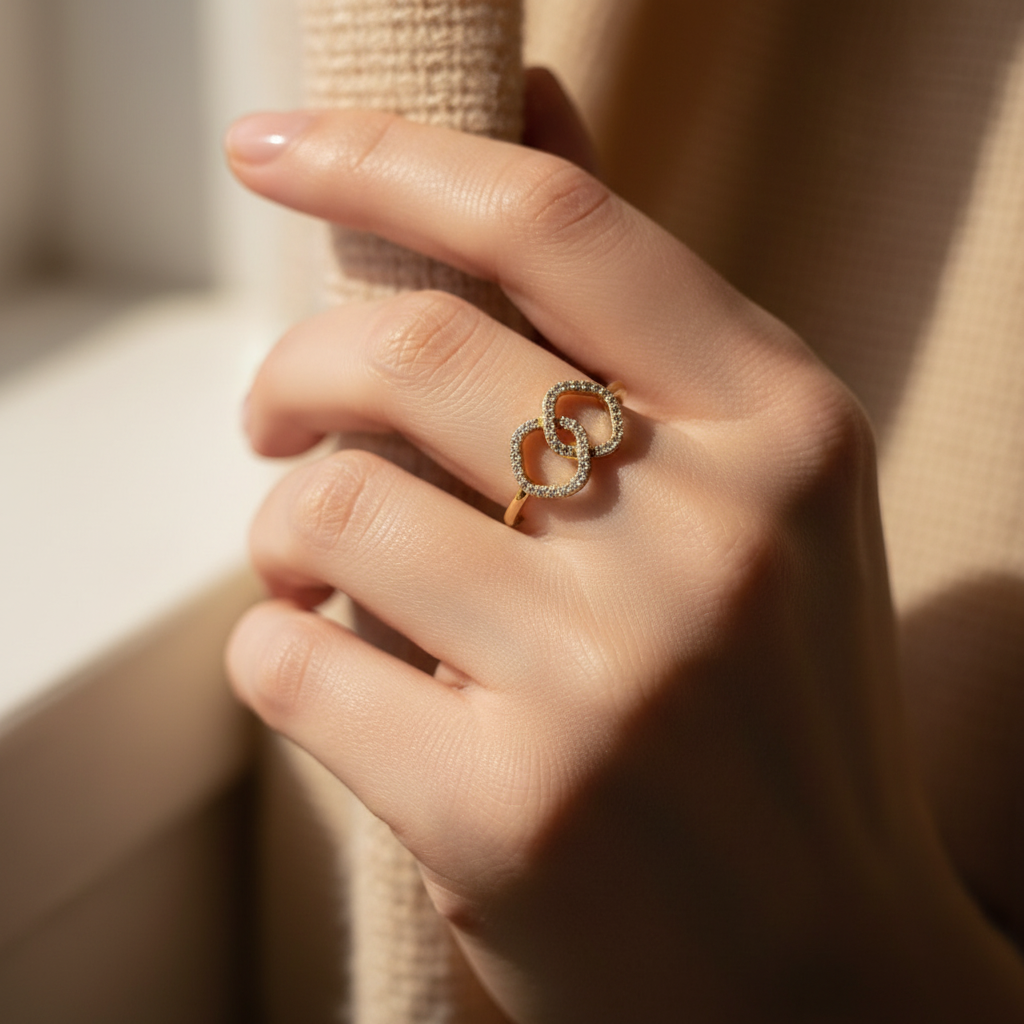 Horizontal Infinity Sign Diamond Ring