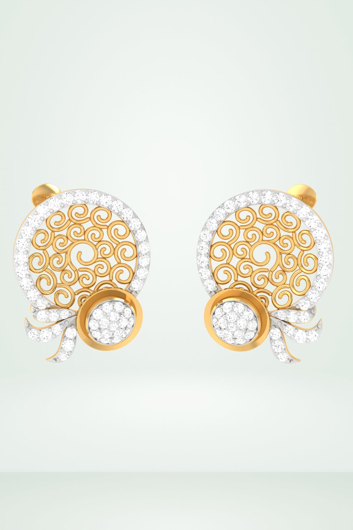 Filigree And Diamond Accent Designer Earring