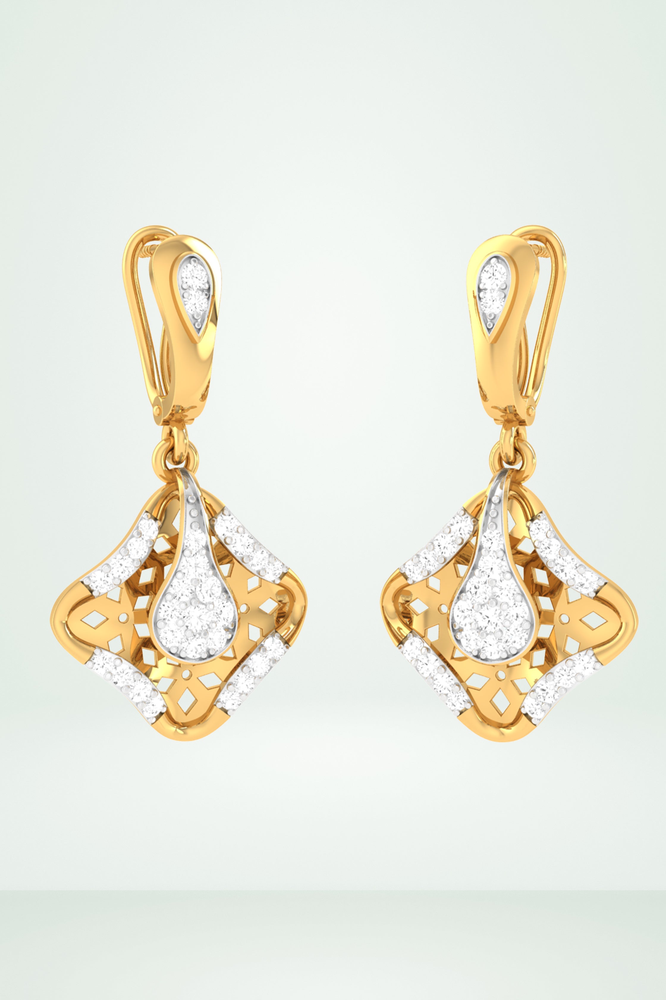 Riaagh Modern Abstract Leaf Diamond Earring