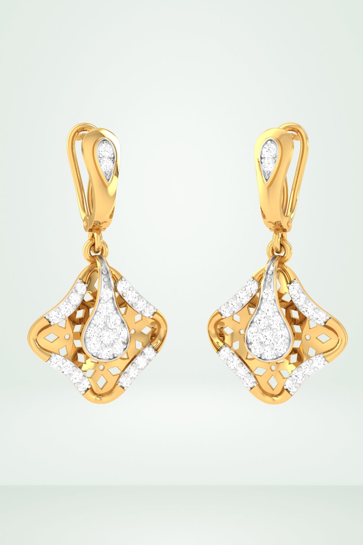 Modern Abstract Leaf Diamond Earring