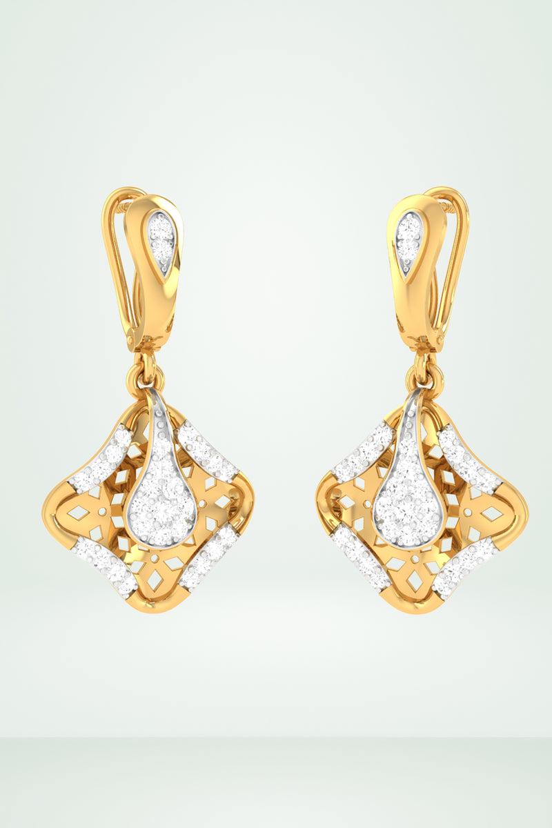 Modern Abstract Leaf Diamond Earring