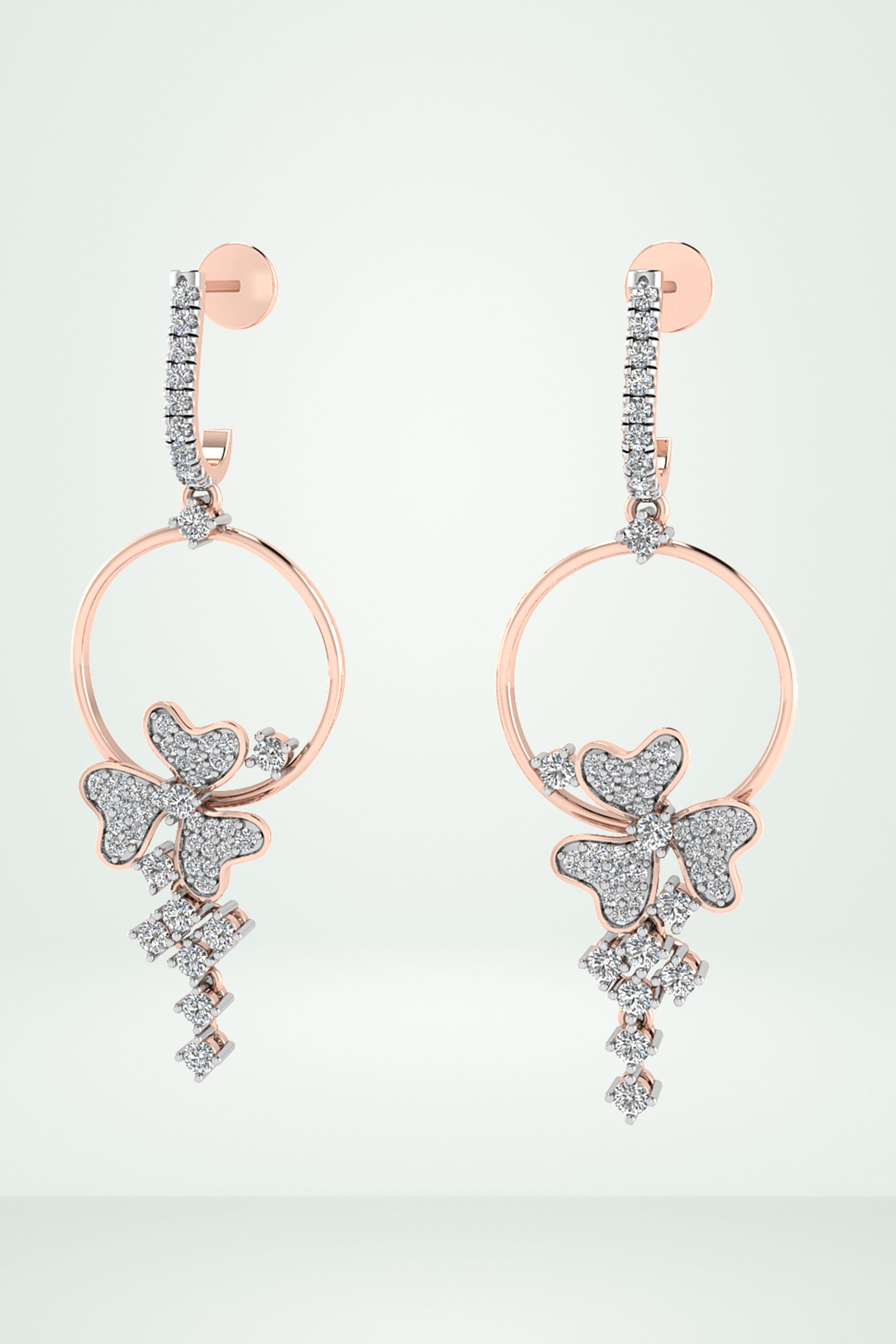 Riaagh Floral Hoop Drop Diamond Earring