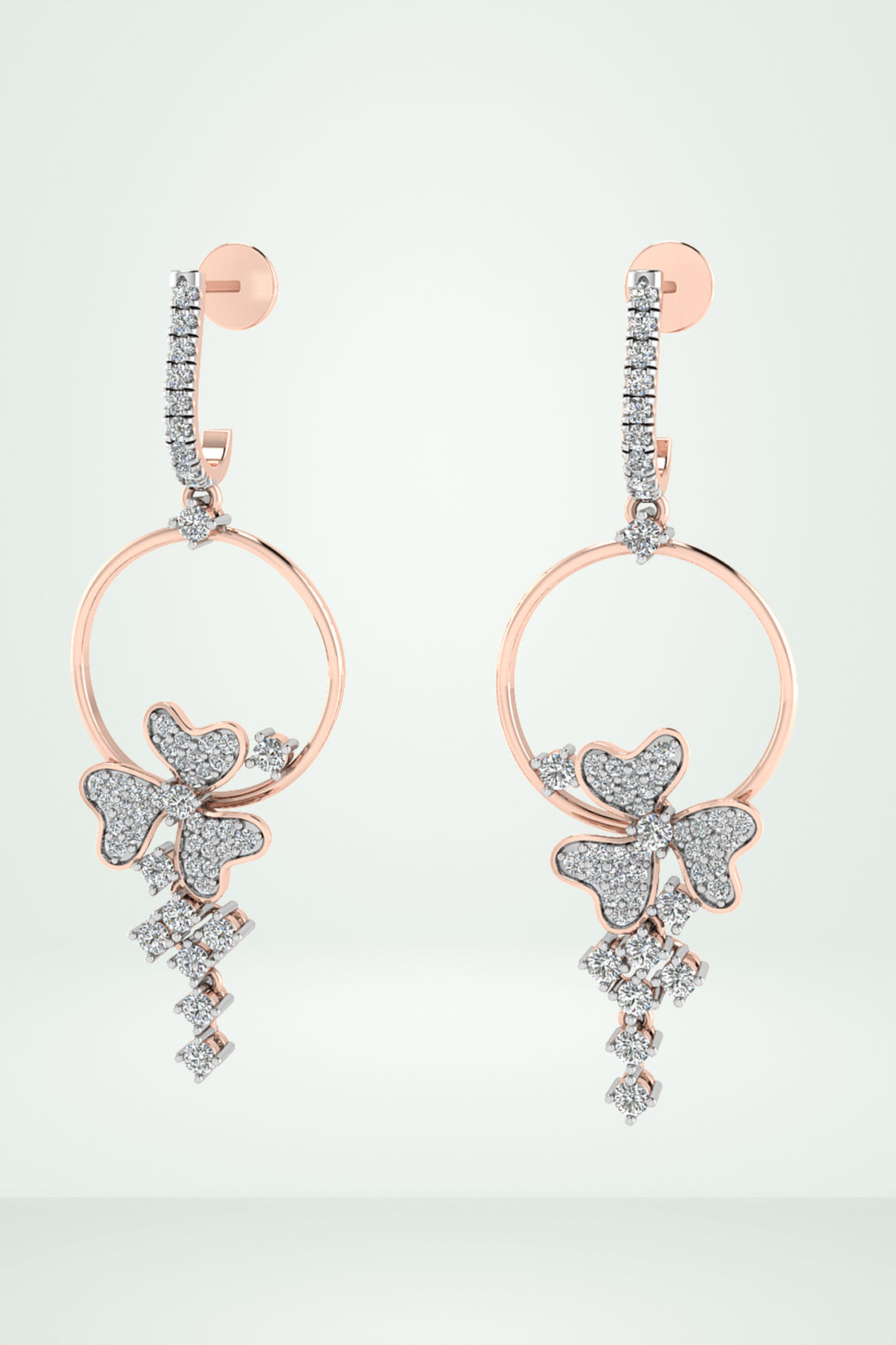 Riaagh Floral Hoop Drop Diamond Earring