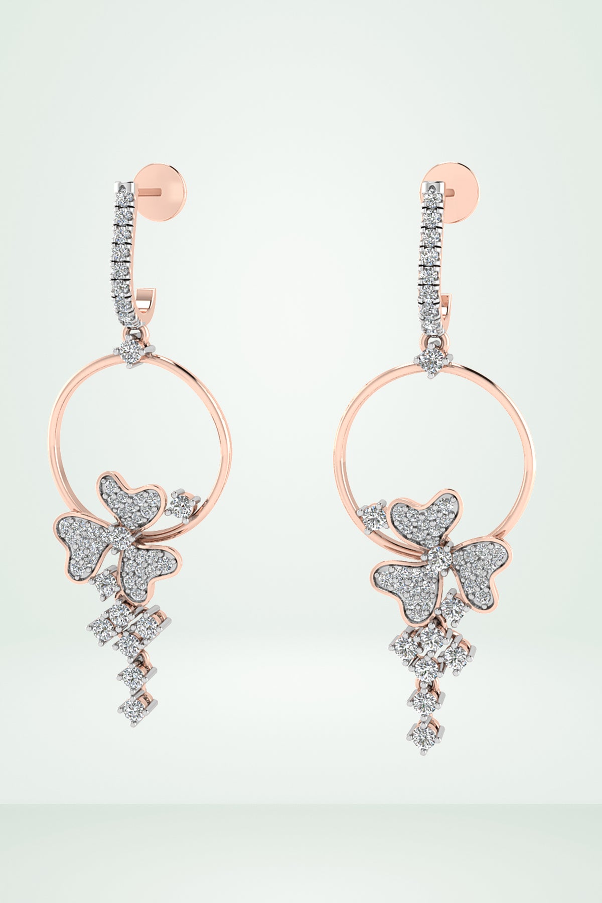 Floral Hoop Drop Diamond Earring