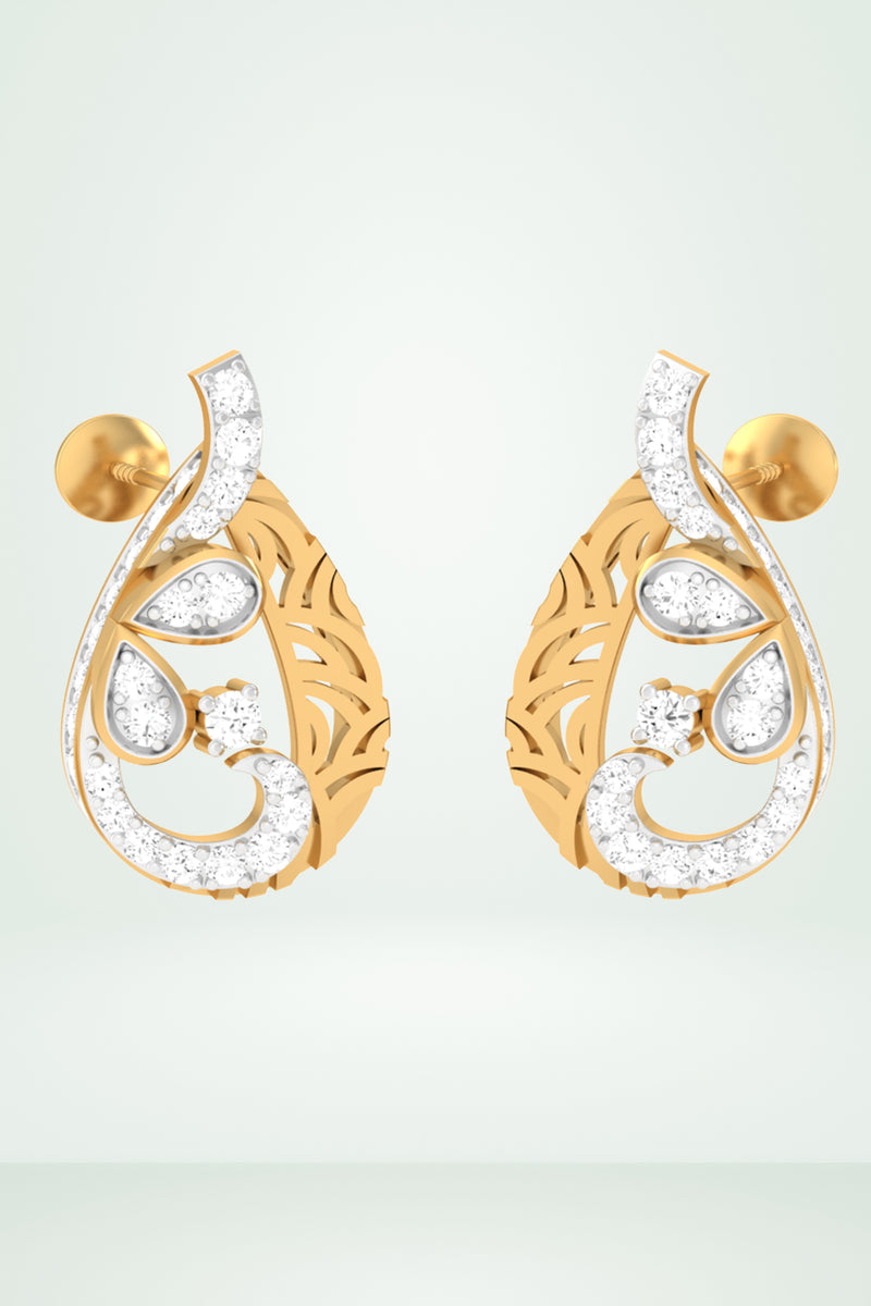 Modern Leaf Cutout Diamond Earring