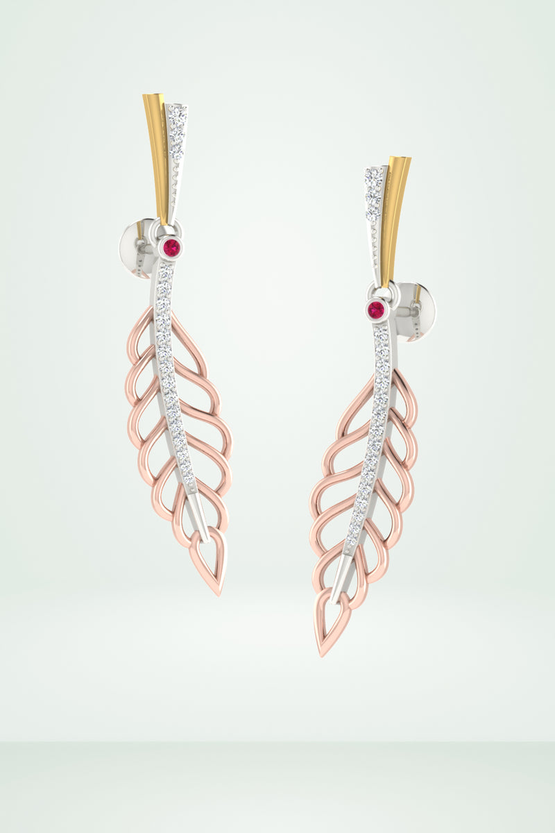Leaf Shape Diamond Earring