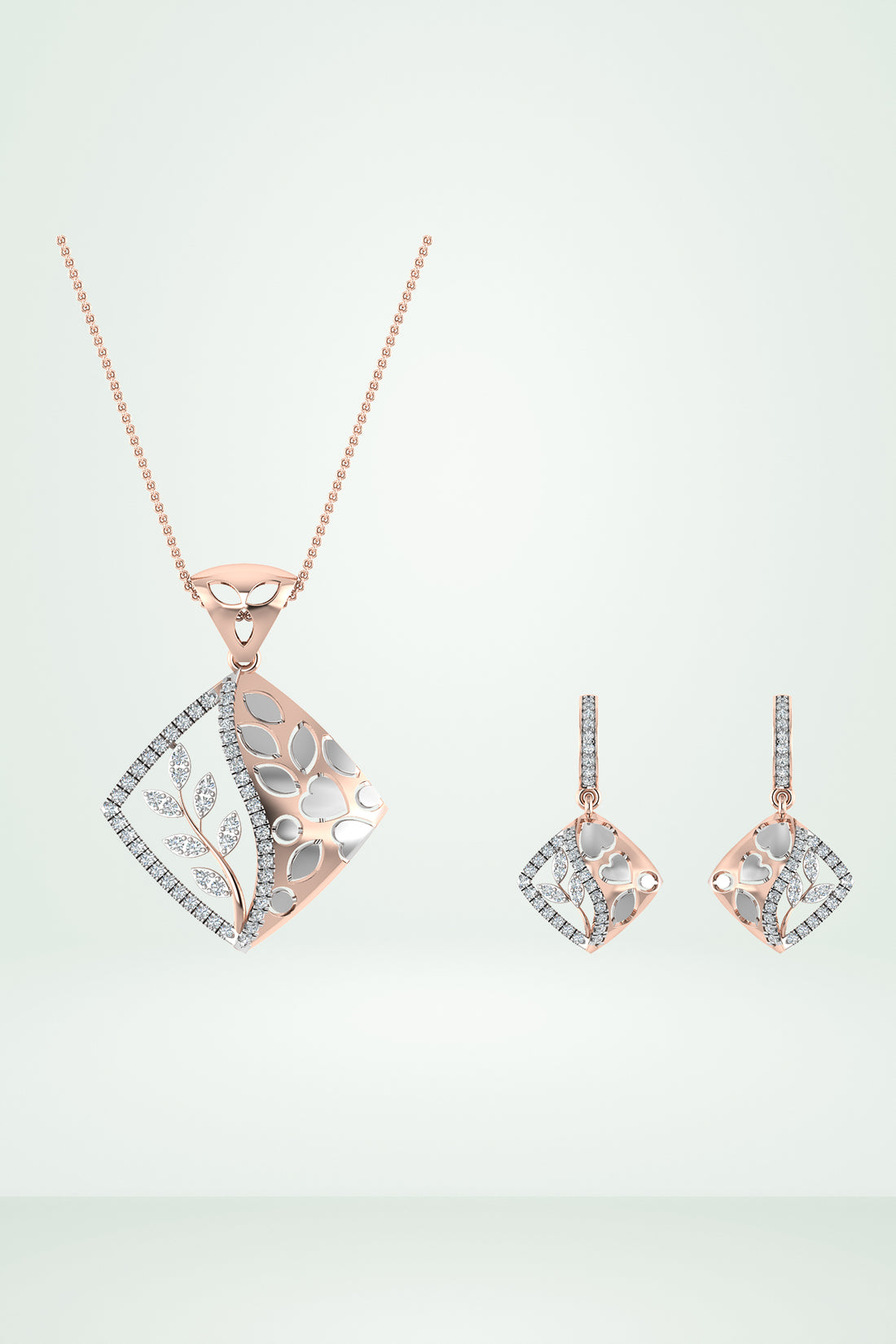 Rhombus Leaf Design Pendant Set