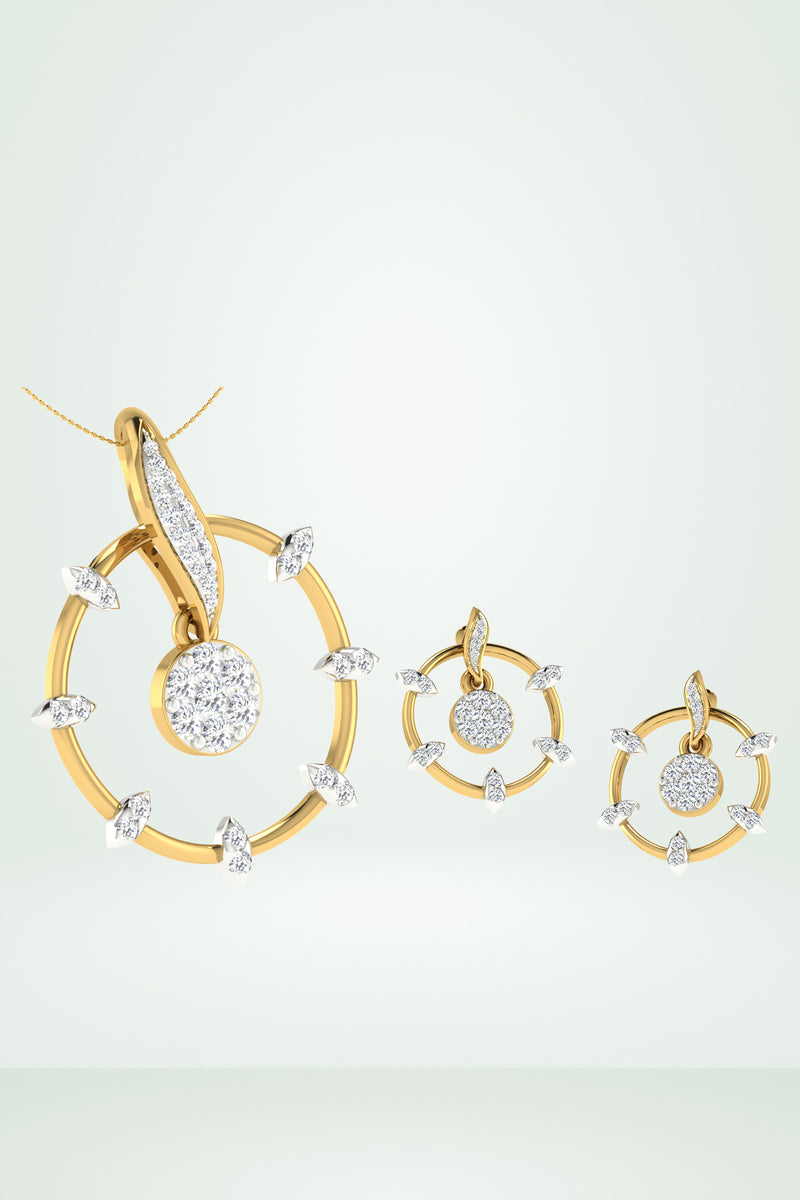Gold Abstract Circle Pendant Set