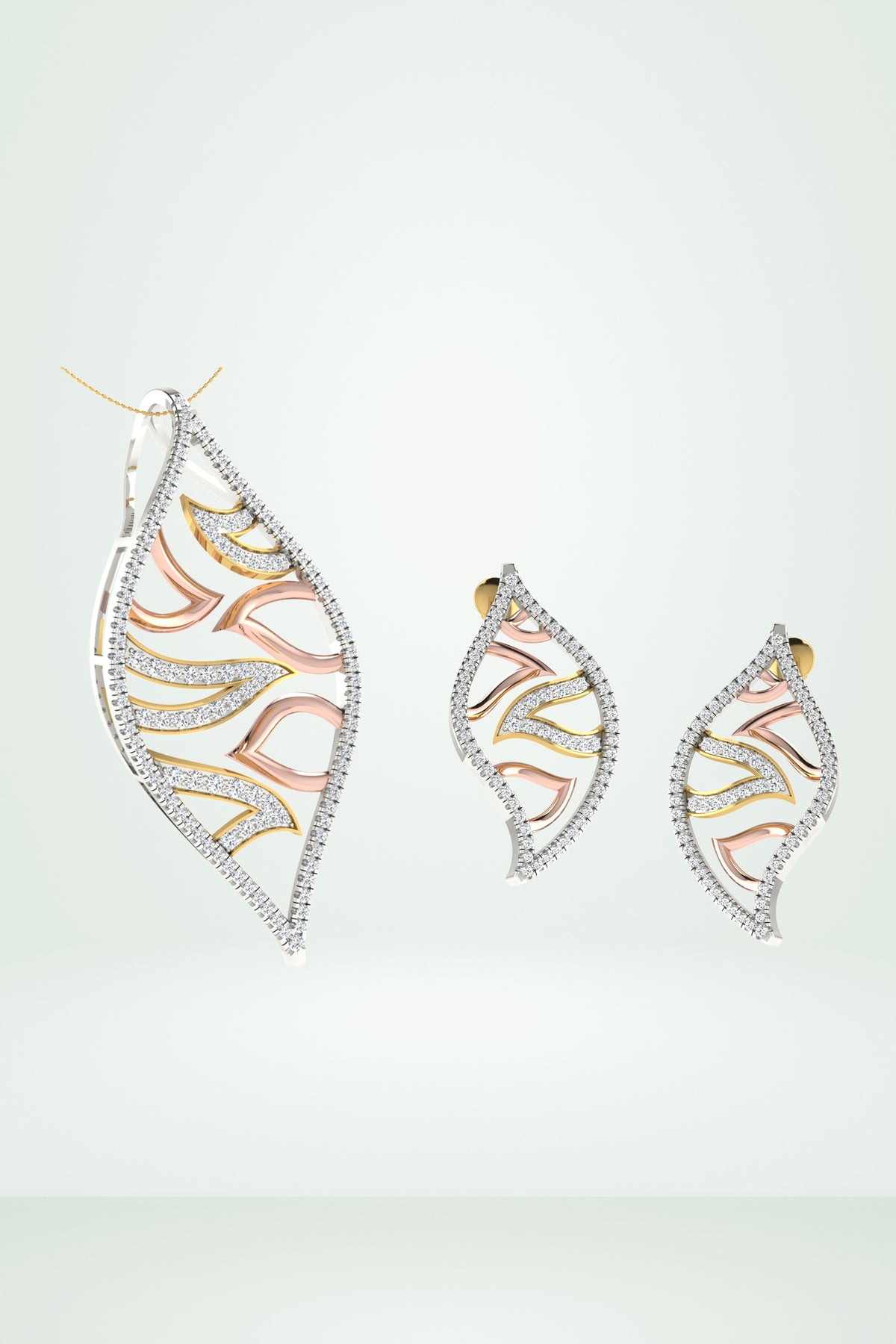 Ember Leaf Diamond Pendant Set
