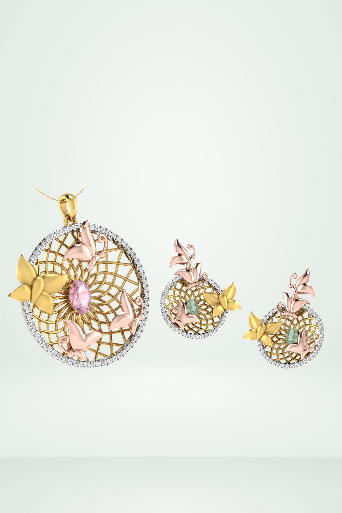 Nature Inspired Nest Circle Pendant Set