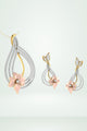 Diamond Teardrop With Floral Accent Pendant Set